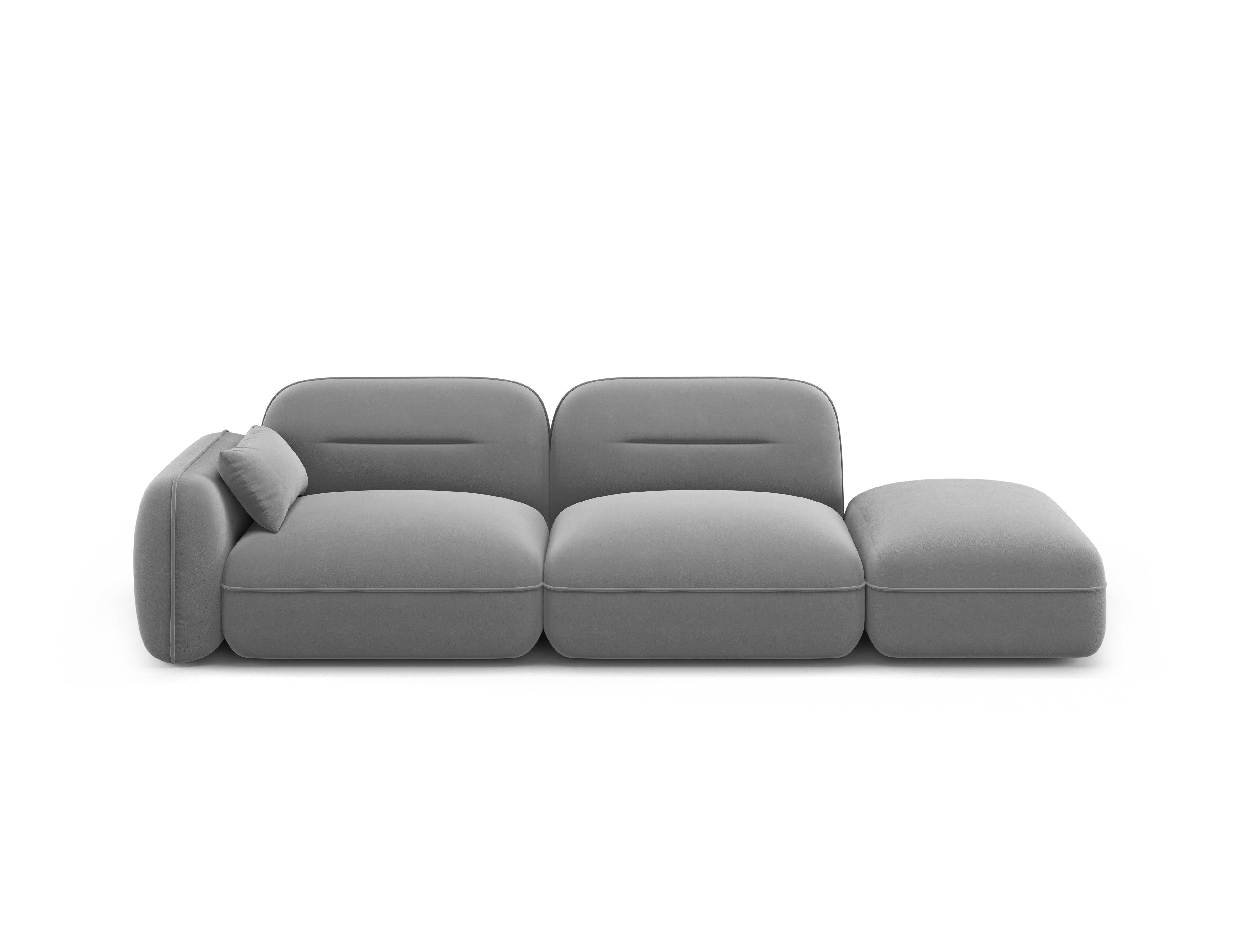 Sofa modułowa aksamitna prawostronna 3-osobowa SYDNEY jasnoszary Cosmopolitan Design    Eye on Design