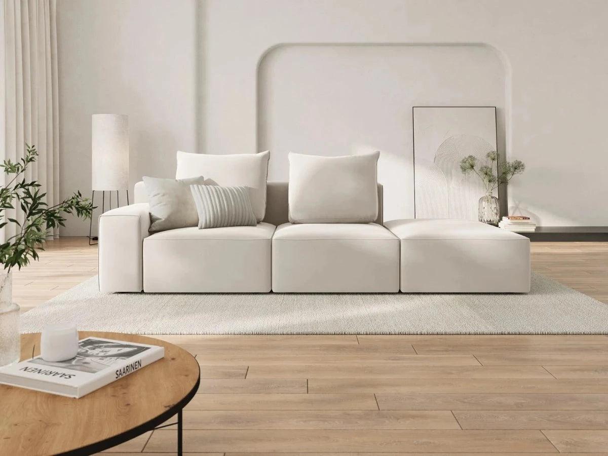 Sofa aksamitna prawostronna 4-osobowa IVY jasnobeżowy Mazzini Sofas    Eye on Design