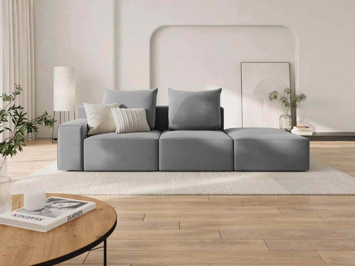 Sofa aksamitna prawostronna 4-osobowa IVY jasnoszary Mazzini Sofas    Eye on Design