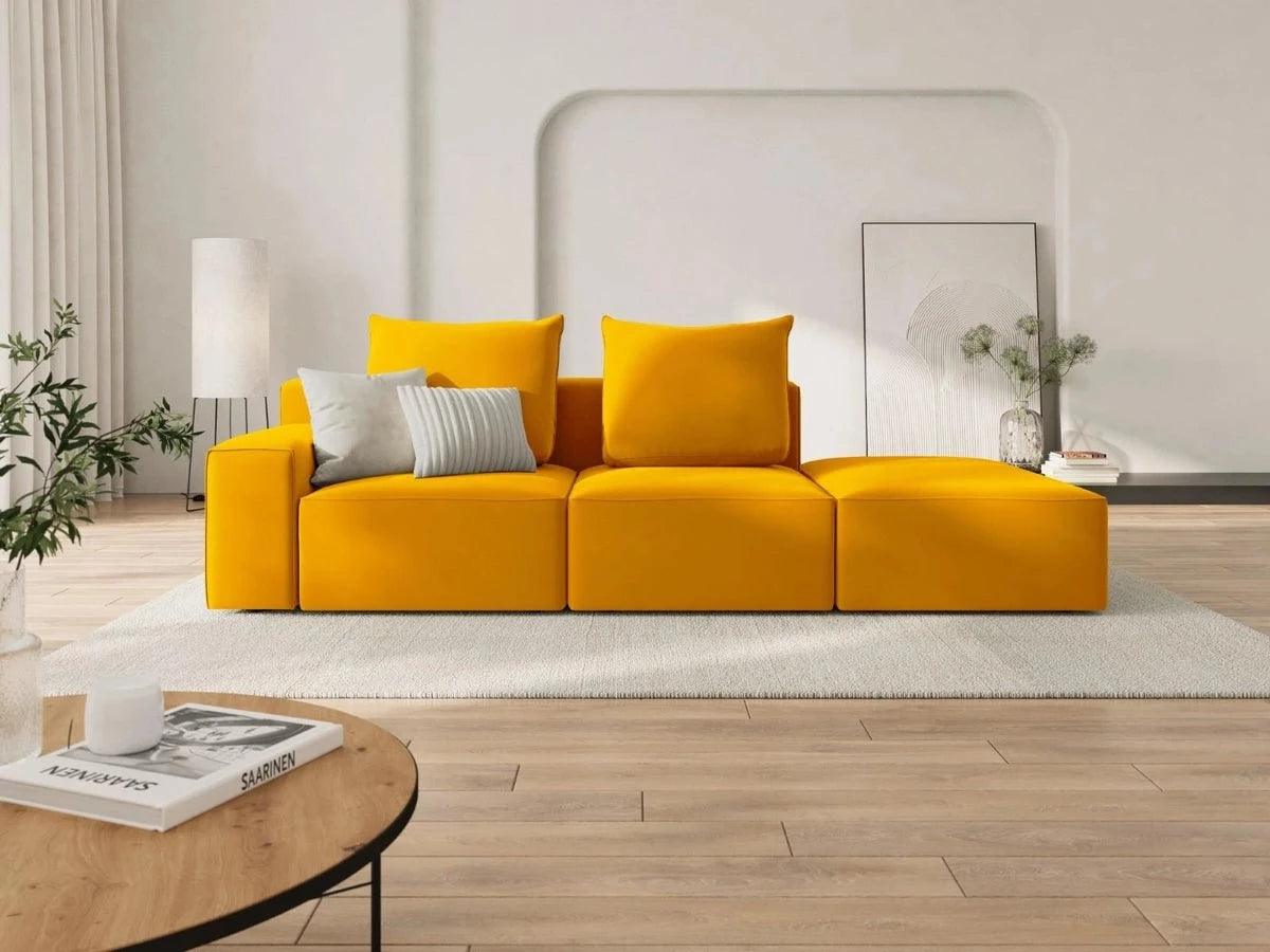 Sofa aksamitna prawostronna 4-osobowa IVY żółty Mazzini Sofas    Eye on Design