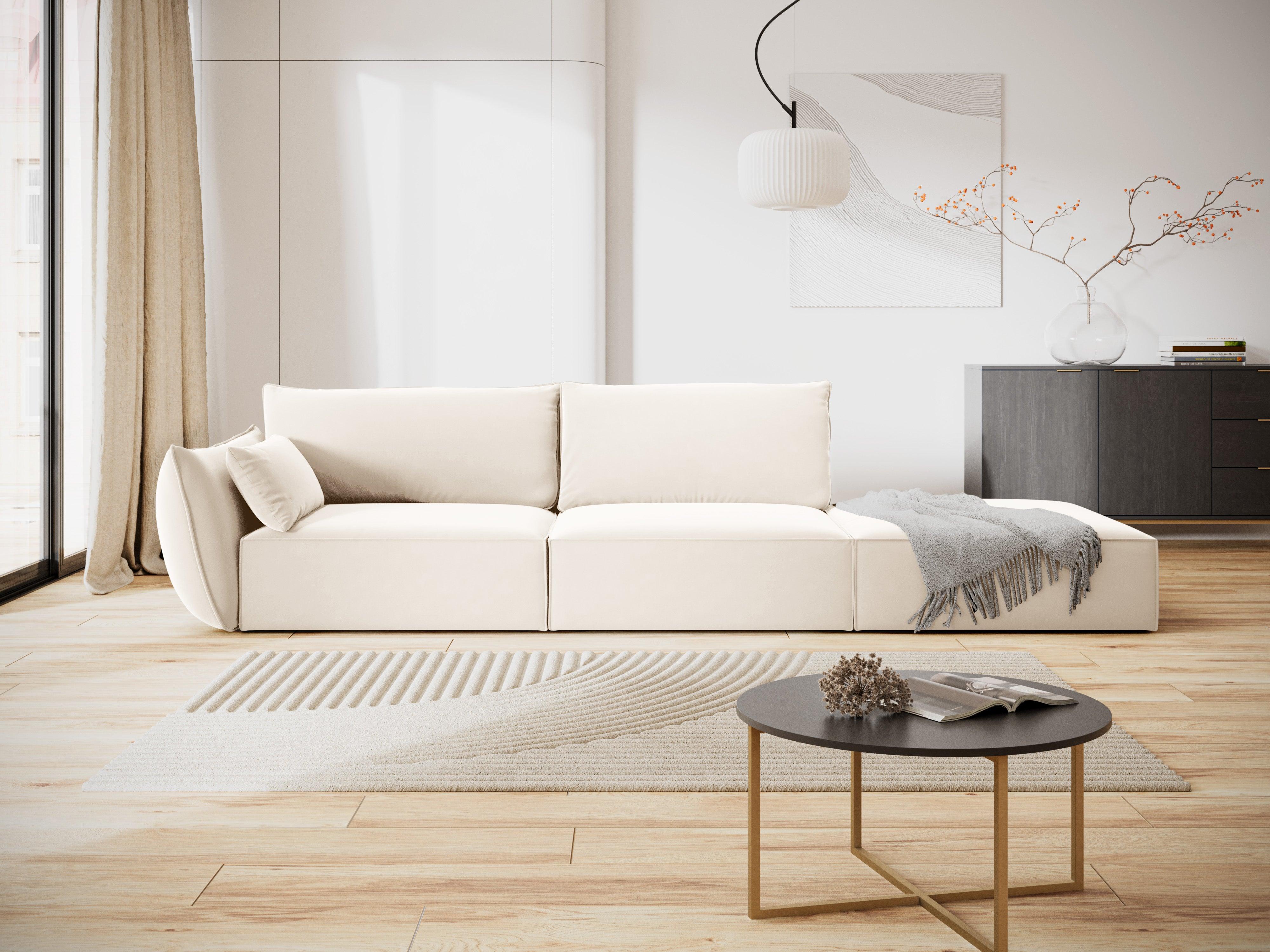 Sofa aksamitna prawostronna otwarta VANDA beżowy Mazzini Sofas    Eye on Design