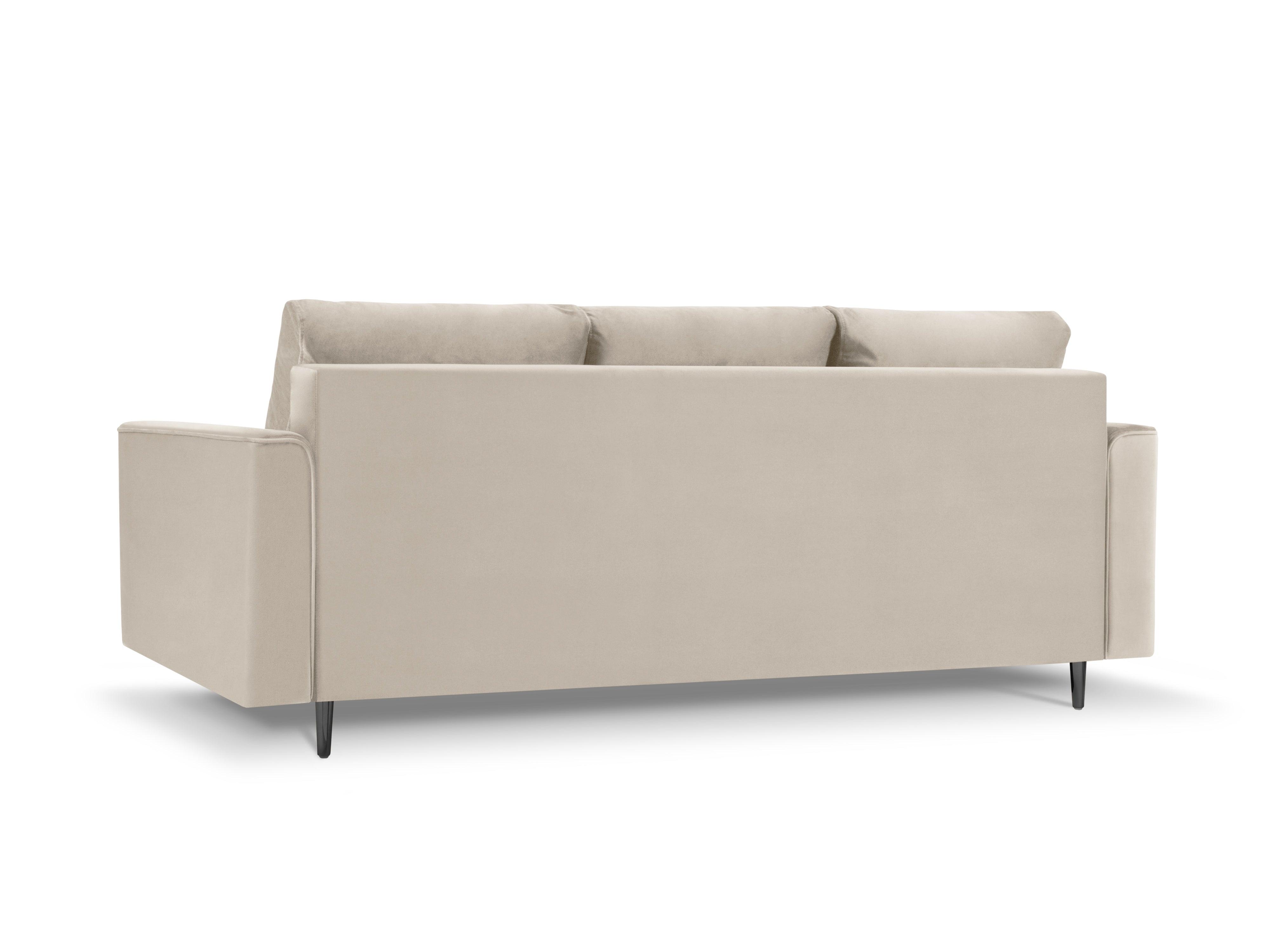 Sofa aksamitna z funkcją spania CARTADERA beżowy z czarną podstawą Mazzini Sofas    Eye on Design