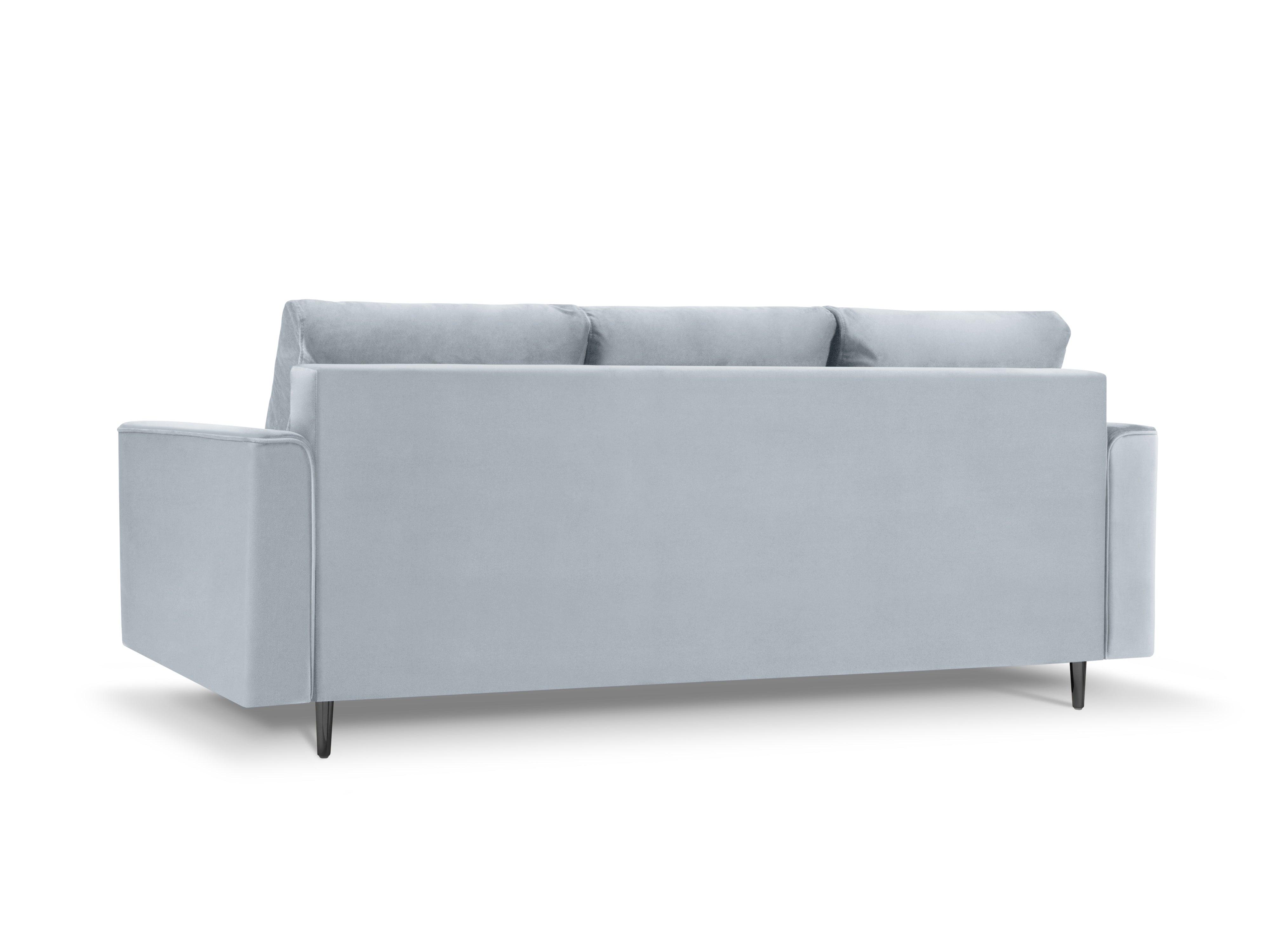 Sofa aksamitna z funkcją spania CARTADERA błękitny z czarną podstawą Mazzini Sofas    Eye on Design