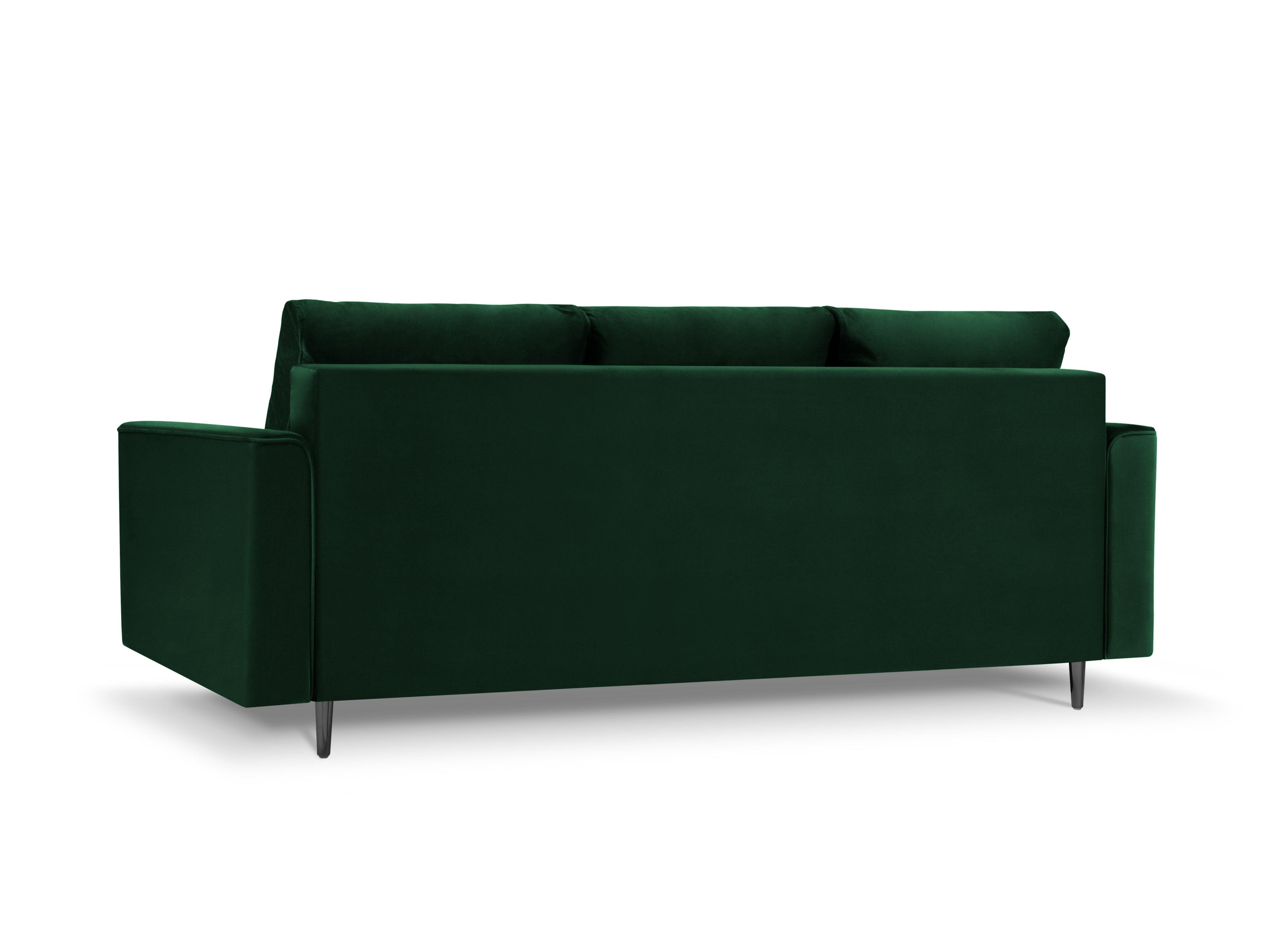 Sofa aksamitna z funkcją spania CARTADERA butelkowa zieleń z czarną podstawą Mazzini Sofas    Eye on Design