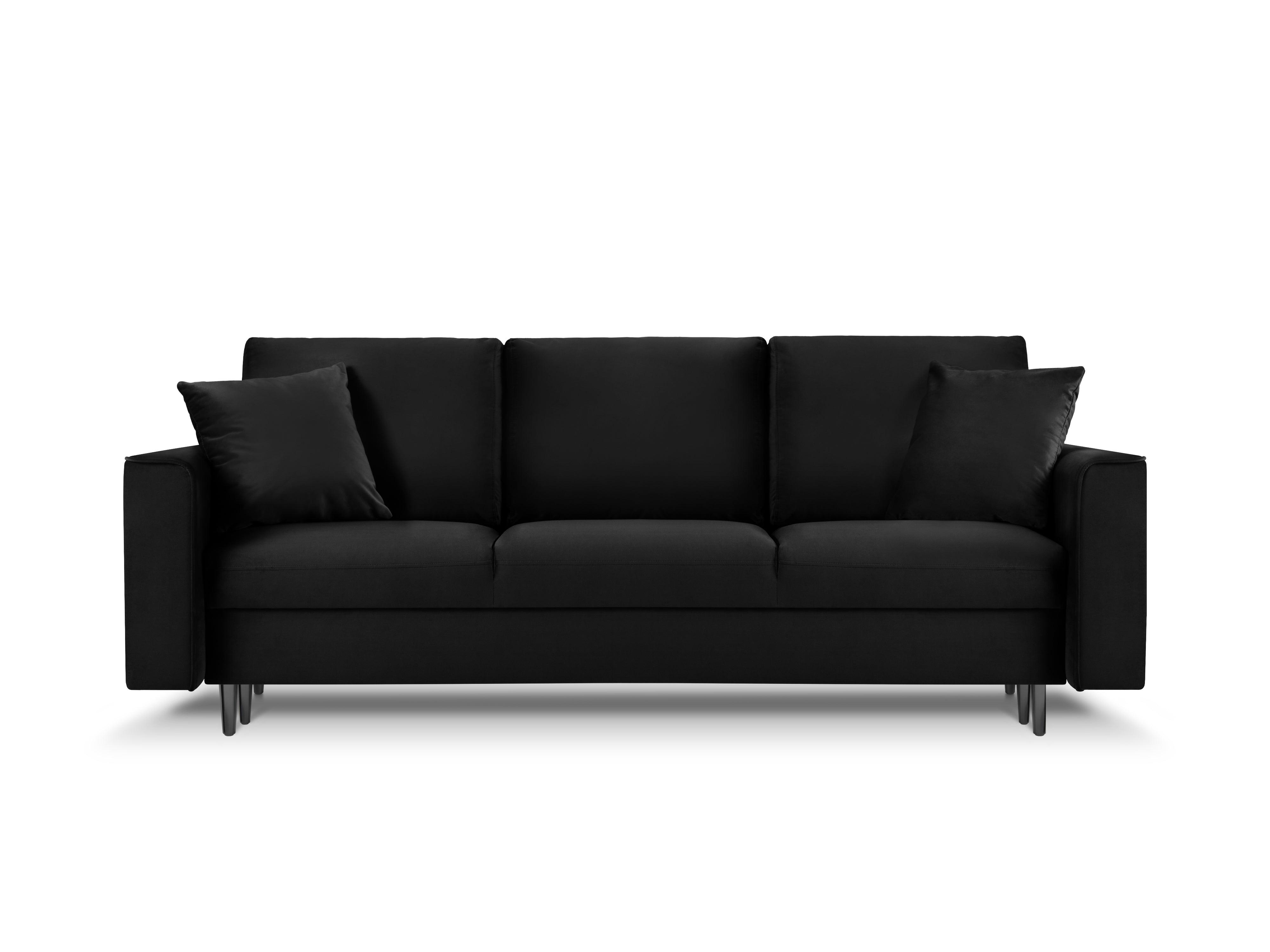 Sofa aksamitna z funkcją spania CARTADERA czarny z czarną podstawą Mazzini Sofas    Eye on Design