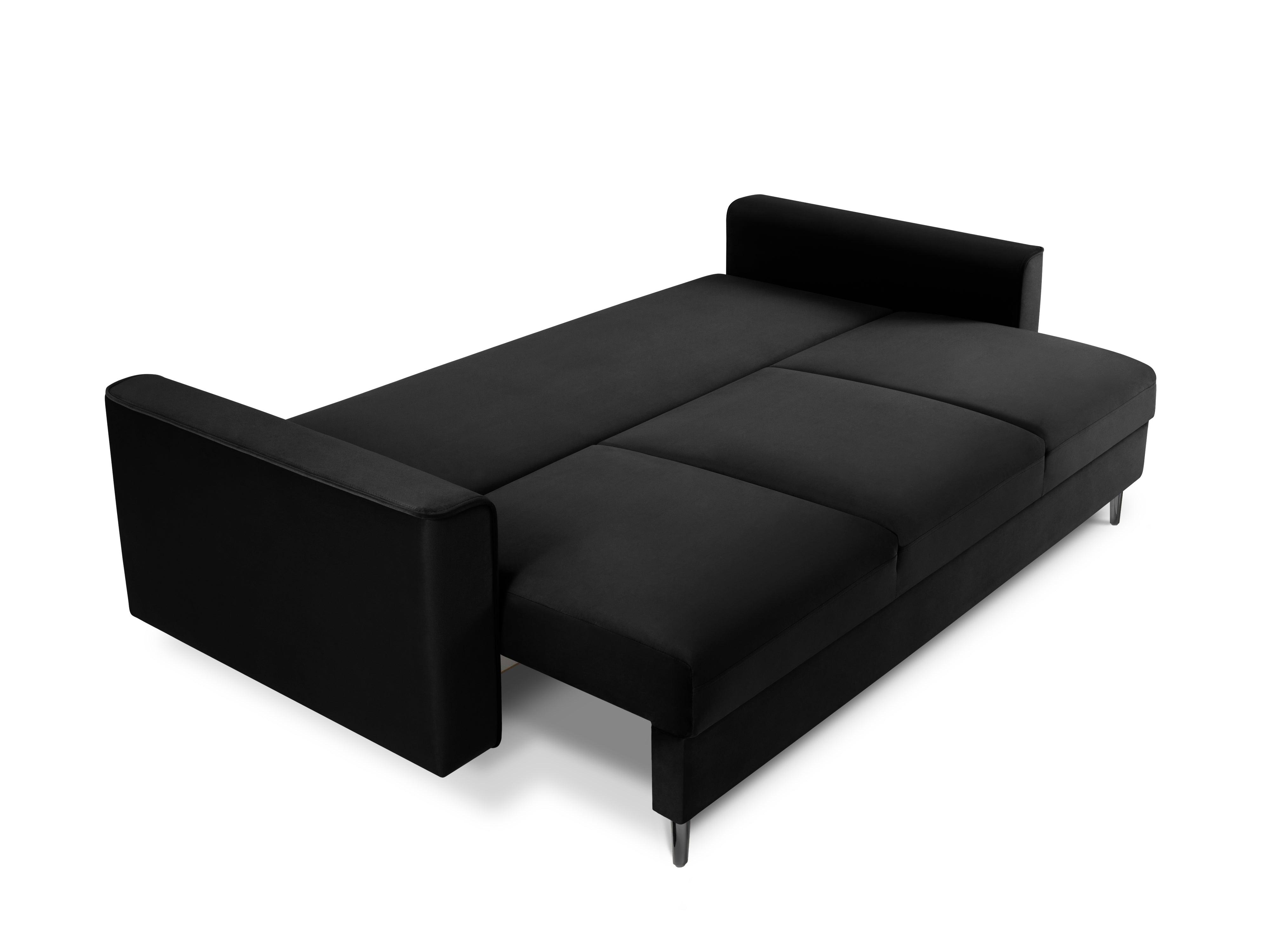 Sofa aksamitna z funkcją spania CARTADERA czarny z czarną podstawą Mazzini Sofas    Eye on Design