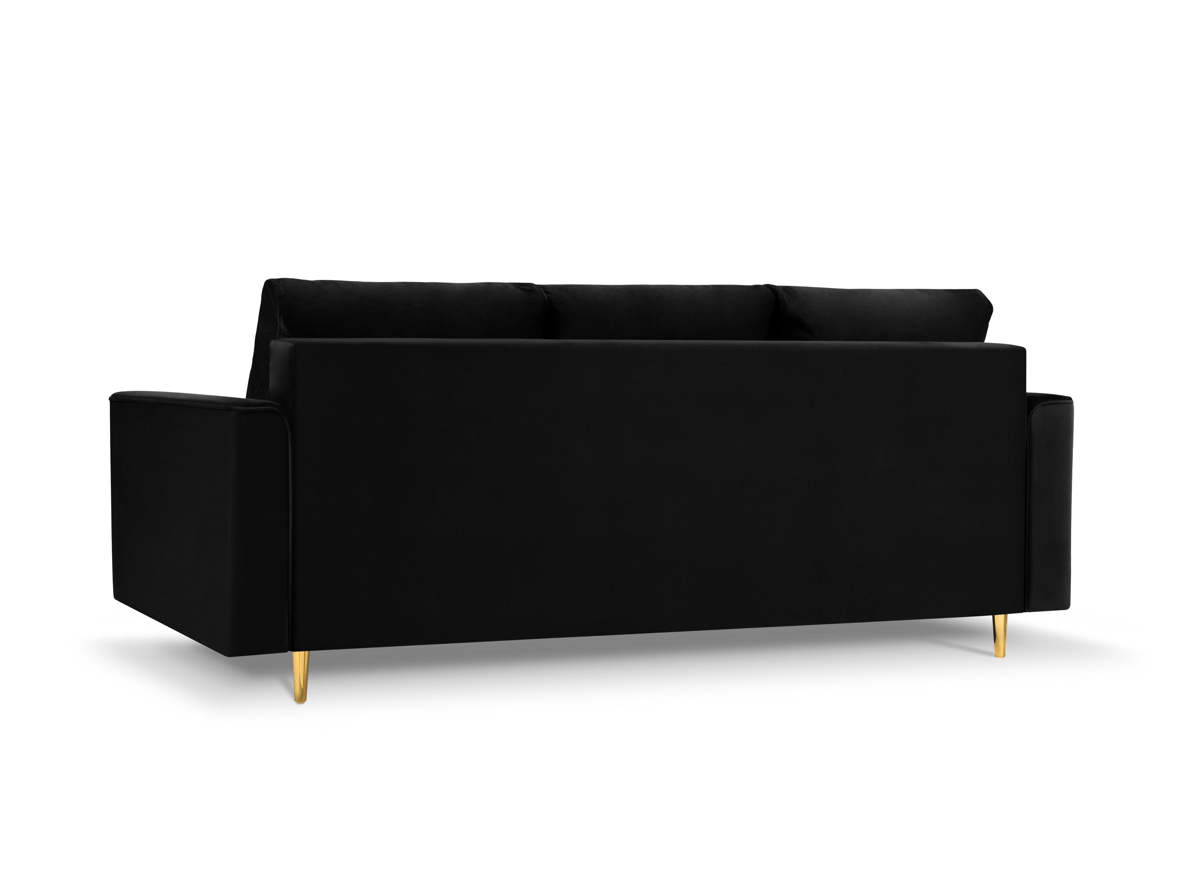 Sofa aksamitna z funkcją spania CARTADERA czarny ze złotą podstawą Mazzini Sofas    Eye on Design