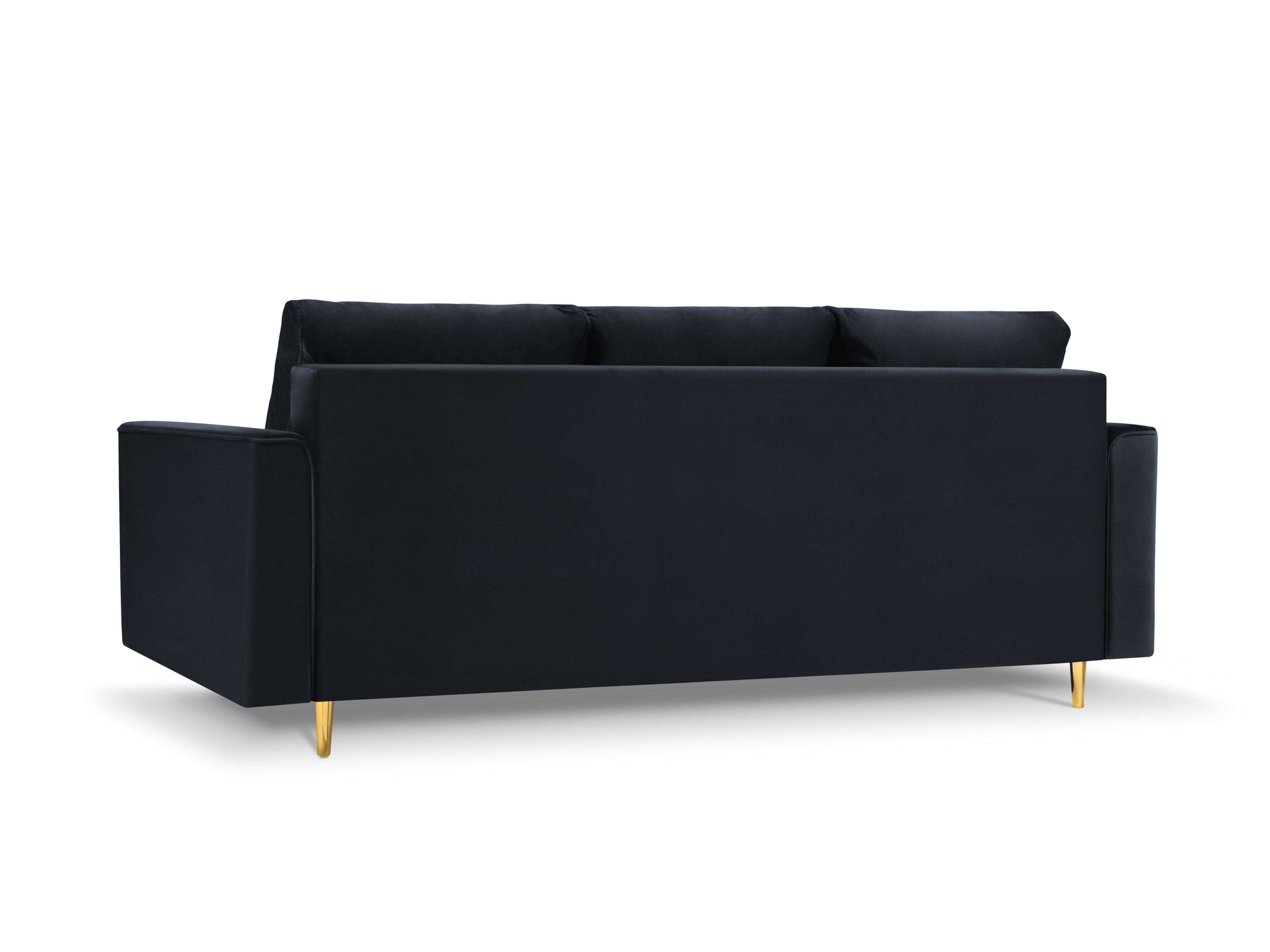 Sofa aksamitna z funkcją spania CARTADERA granatowy ze złotą podstawą Mazzini Sofas    Eye on Design