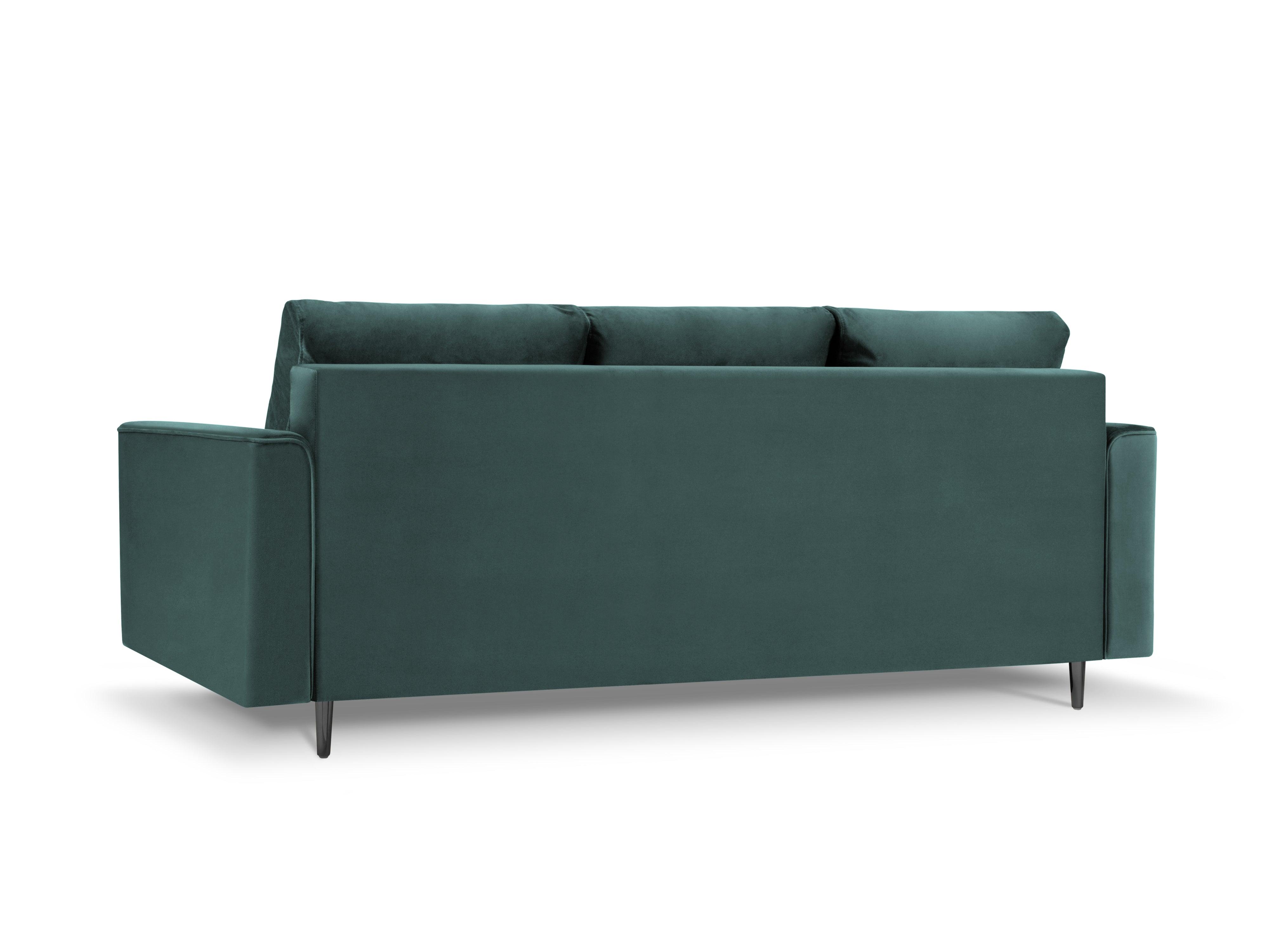 Sofa aksamitna z funkcją spania CARTADERA petrol z czarną podstawą Mazzini Sofas    Eye on Design