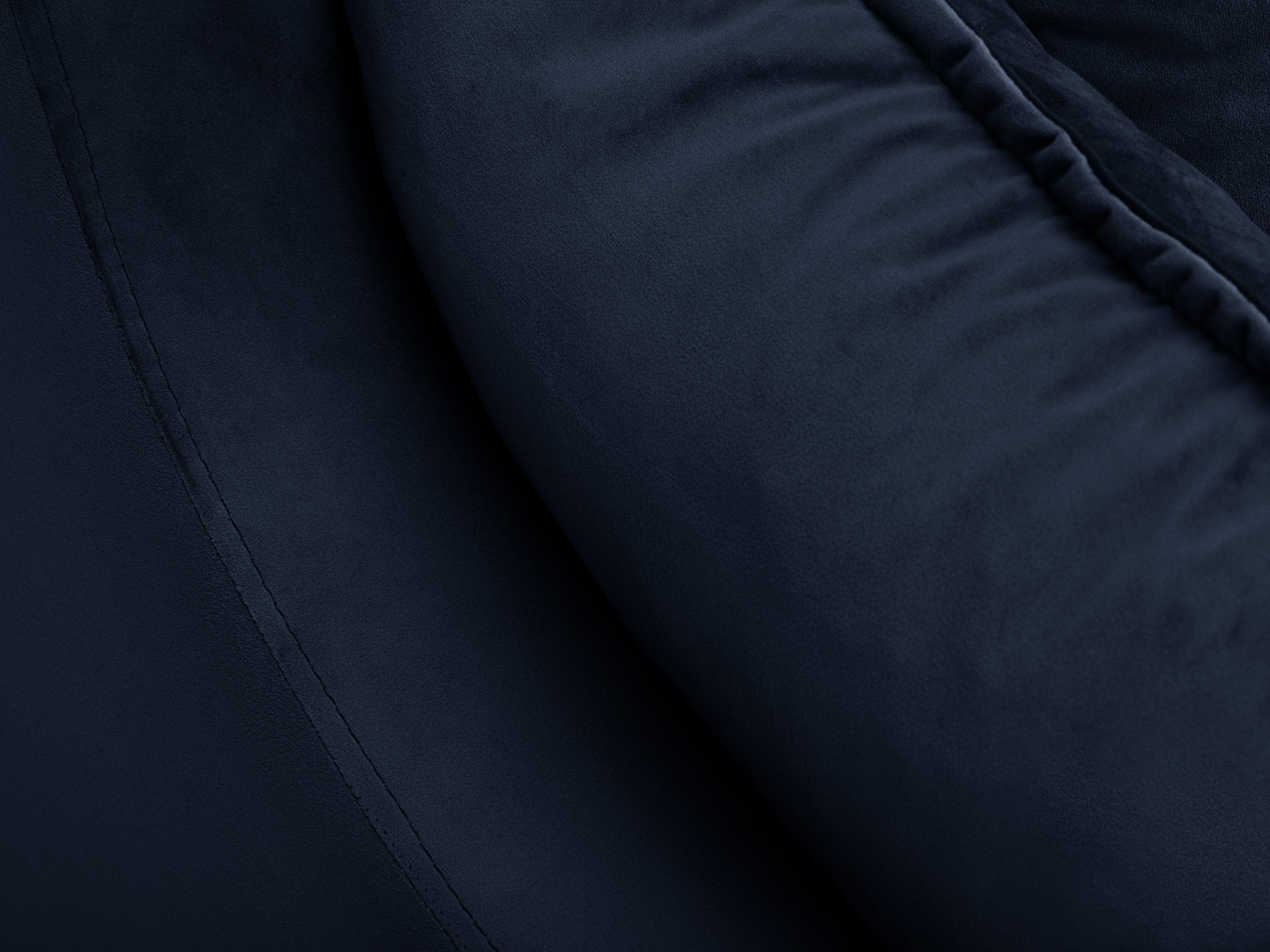 Sofa aksamitna z funkcją spania FREESIA ciemnoniebieski z ciemnobrązową podstawą Mazzini Sofas    Eye on Design