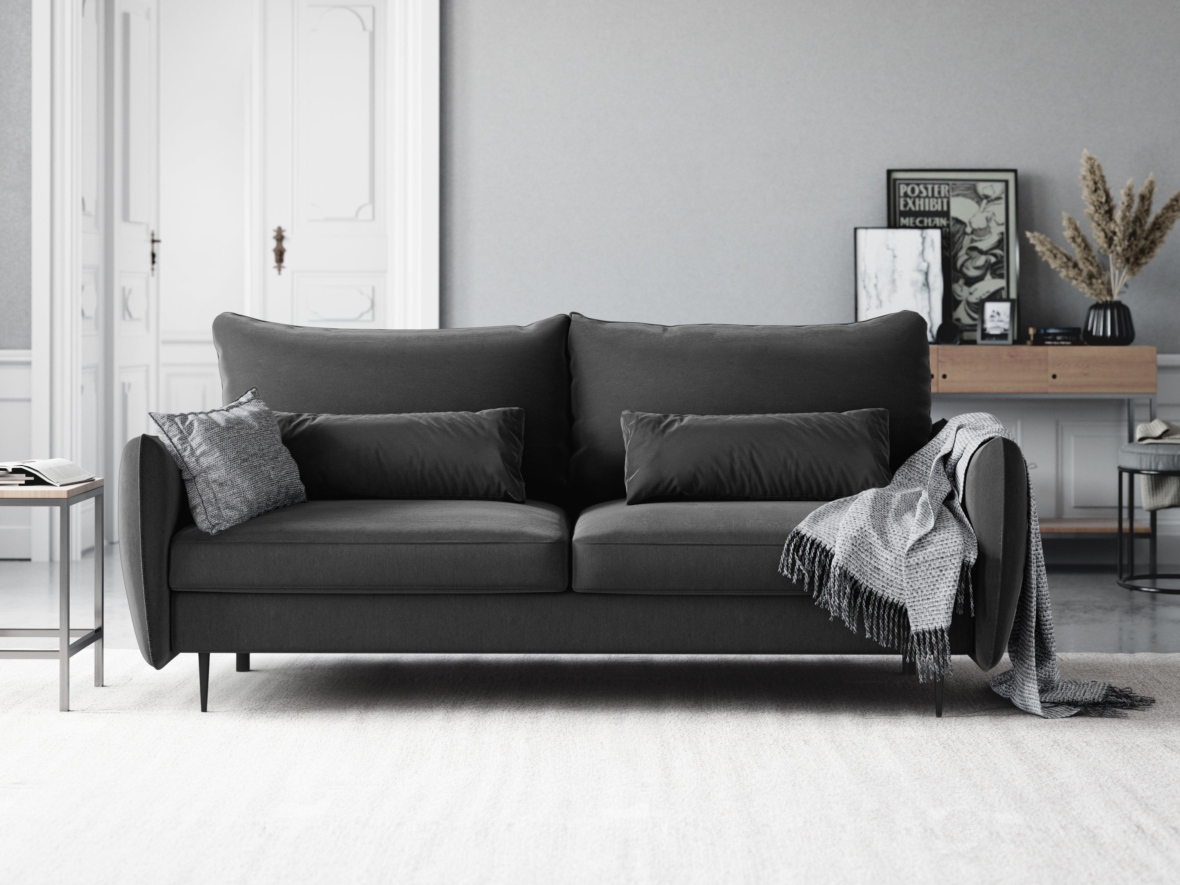 Sofa aksamitna z funkcją spania VERMONT ciemnoszary Cosmopolitan Design    Eye on Design