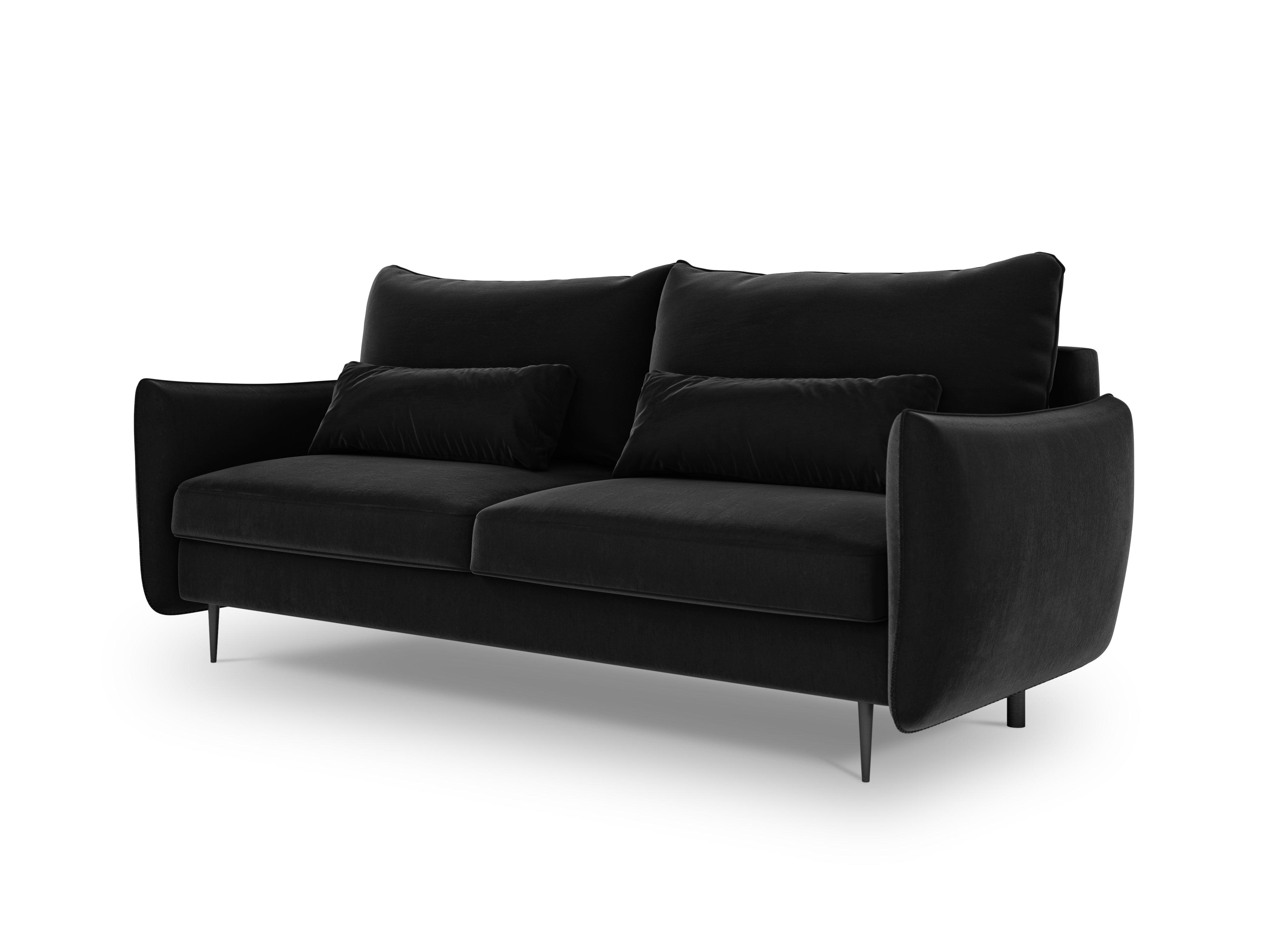 Sofa aksamitna z funkcją spania VERMONT czarny Cosmopolitan Design    Eye on Design