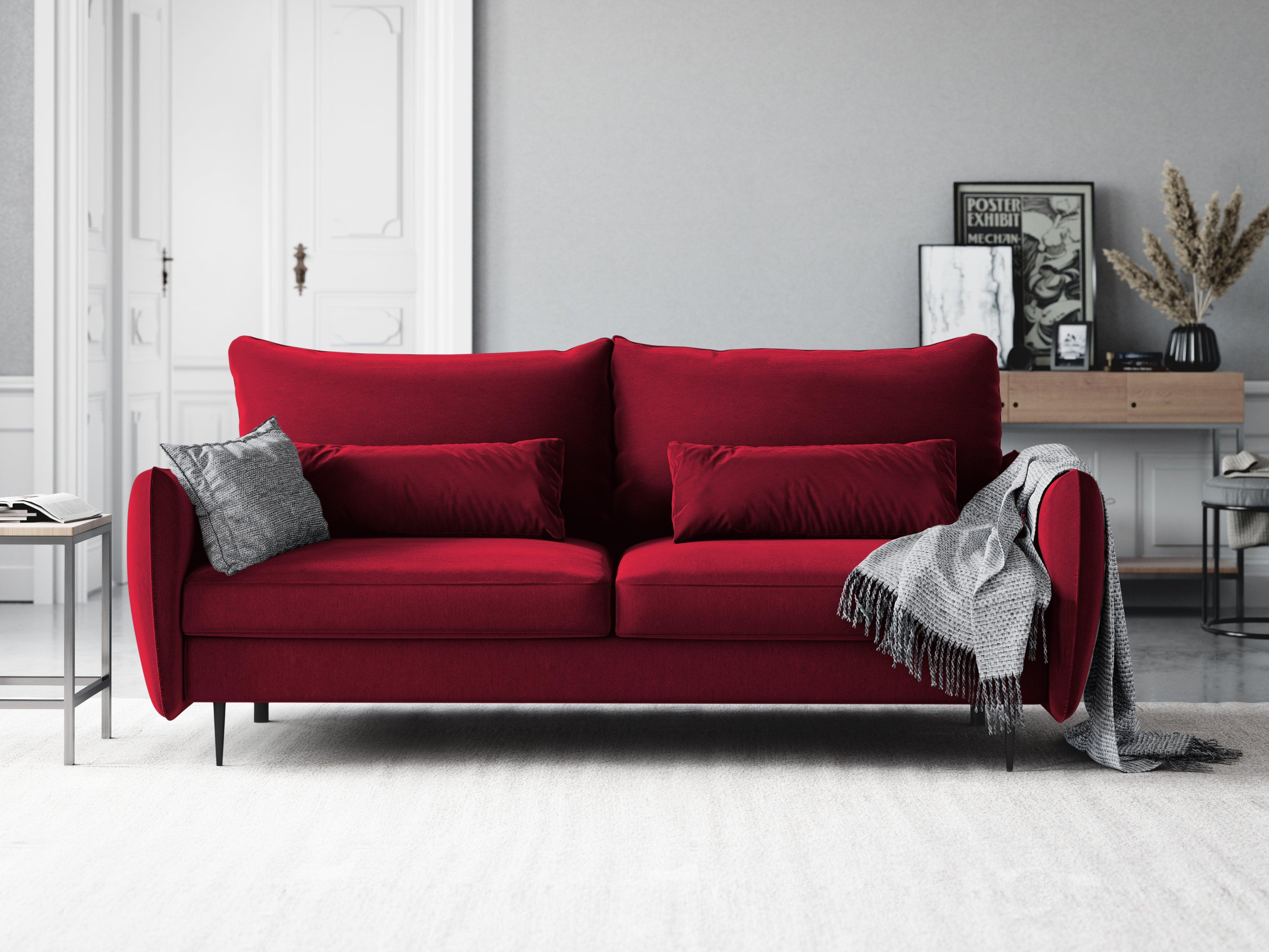 Sofa aksamitna z funkcją spania VERMONT czerwony Cosmopolitan Design    Eye on Design