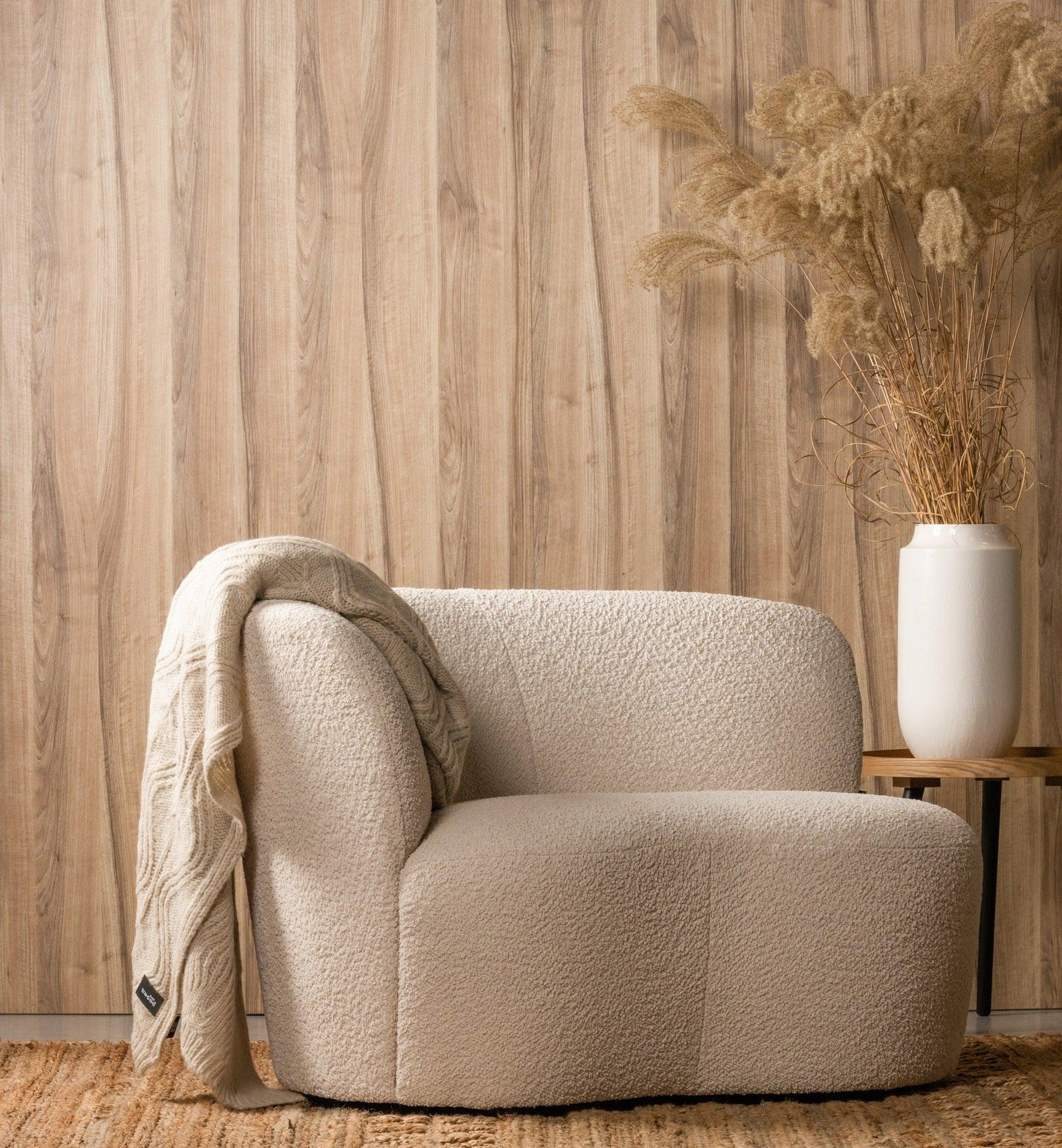 Sofa lewostronna STONE kremowy Woood    Eye on Design