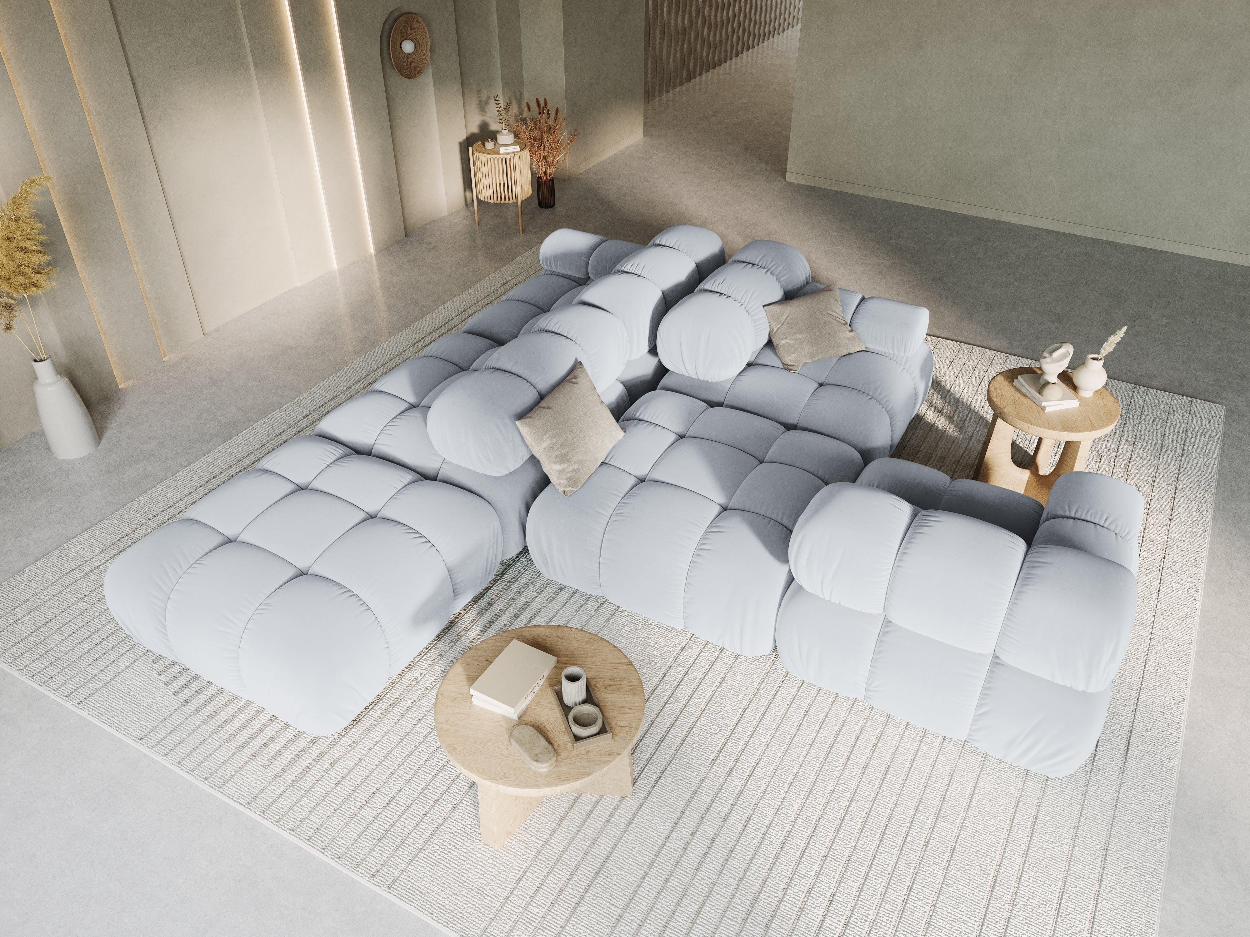 Sofa modułowa aksamitna lewostronna 4-osobowa TROPEA jasnoniebieski Milo Casa    Eye on Design