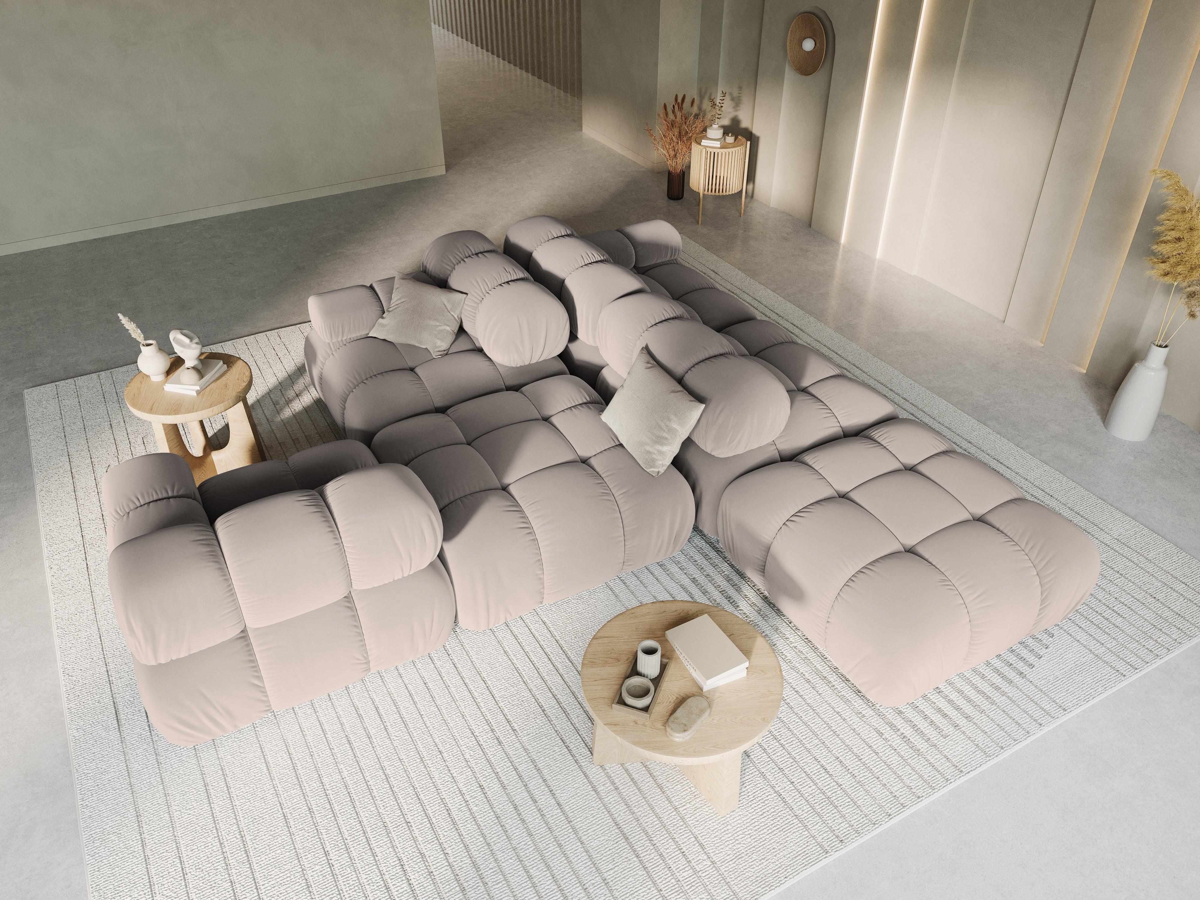 Sofa modułowa aksamitna prawostronna 4-osobowa TROPEA cappuccino Milo Casa    Eye on Design