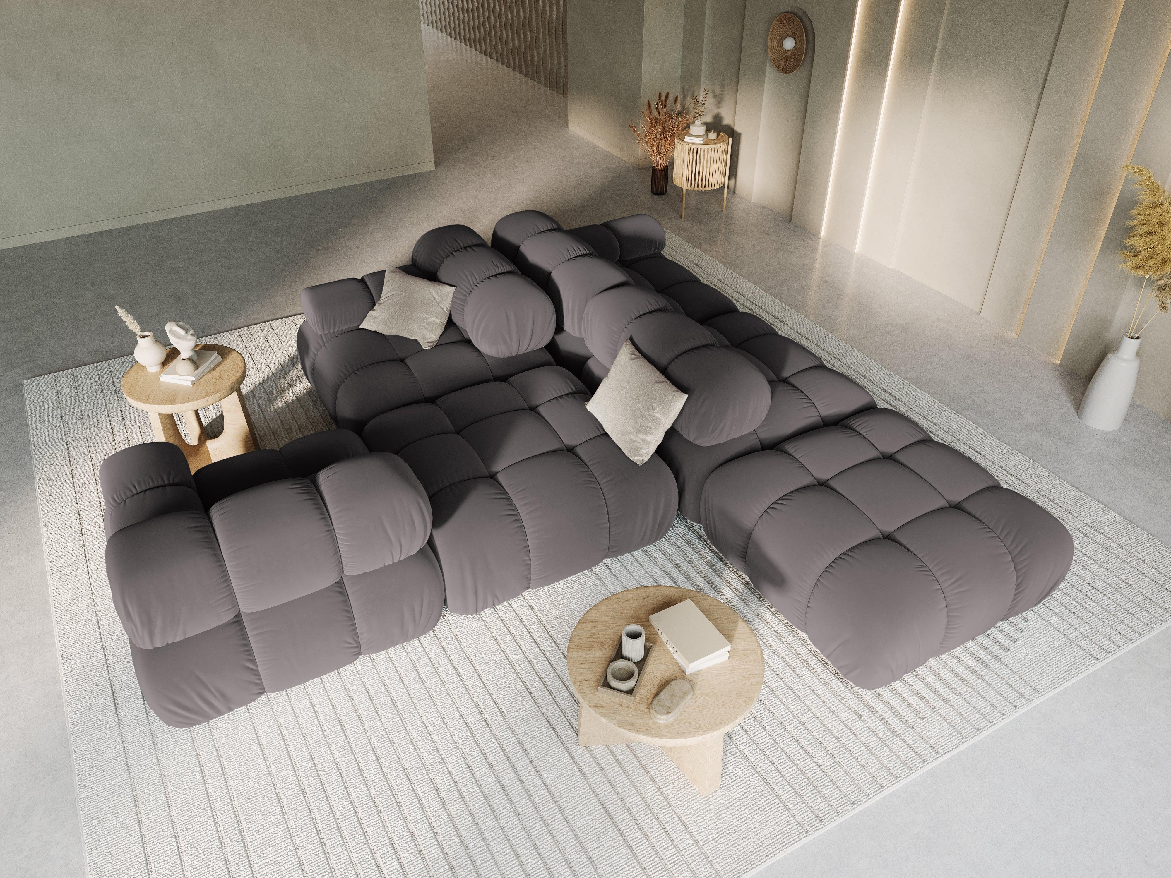 Sofa modułowa aksamitna prawostronna 4-osobowa TROPEA ciemnoszary Milo Casa    Eye on Design