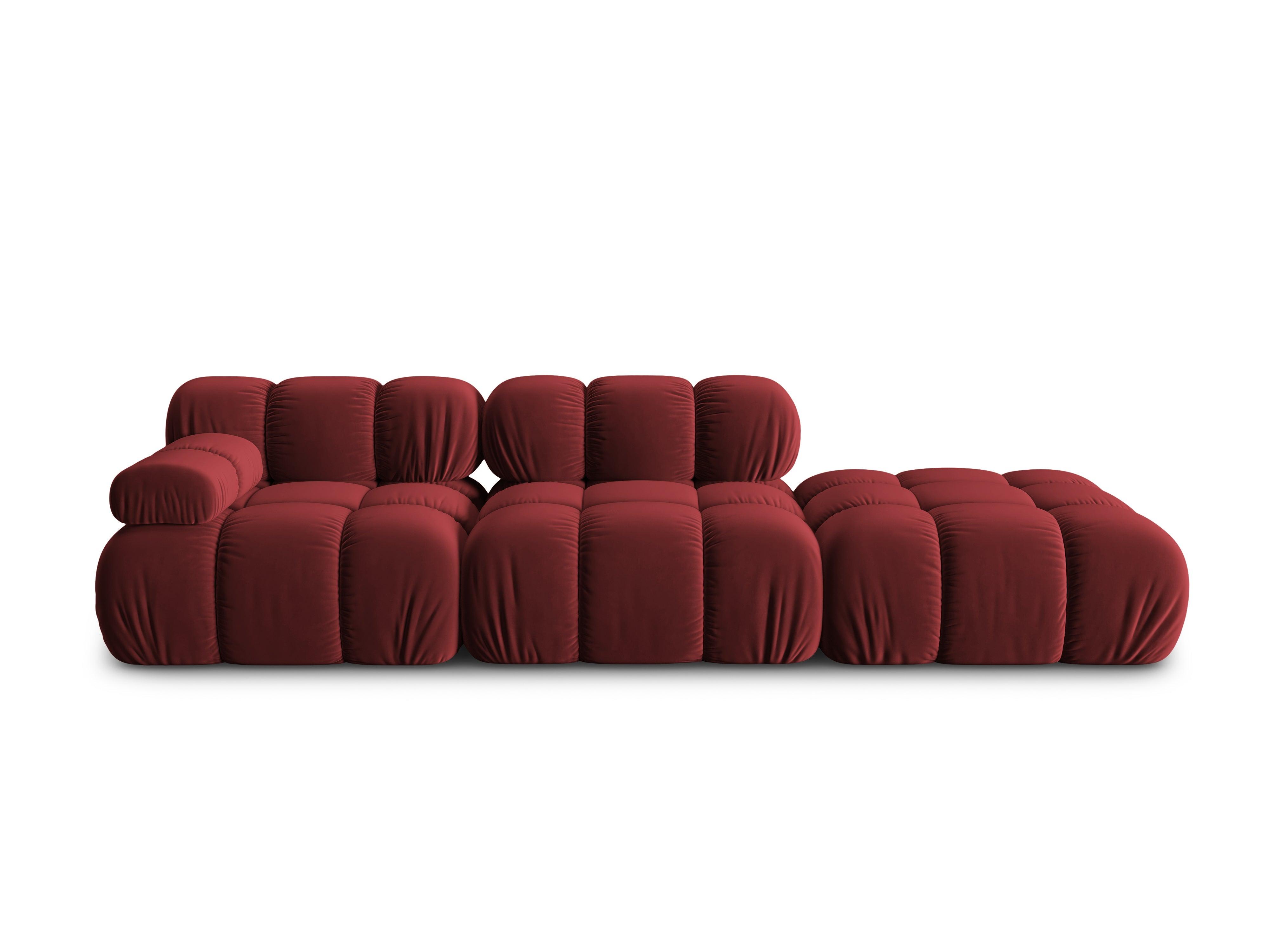 Sofa modułowa aksamitna prawostronna 4-osobowa TROPEA rubinowy Milo Casa    Eye on Design