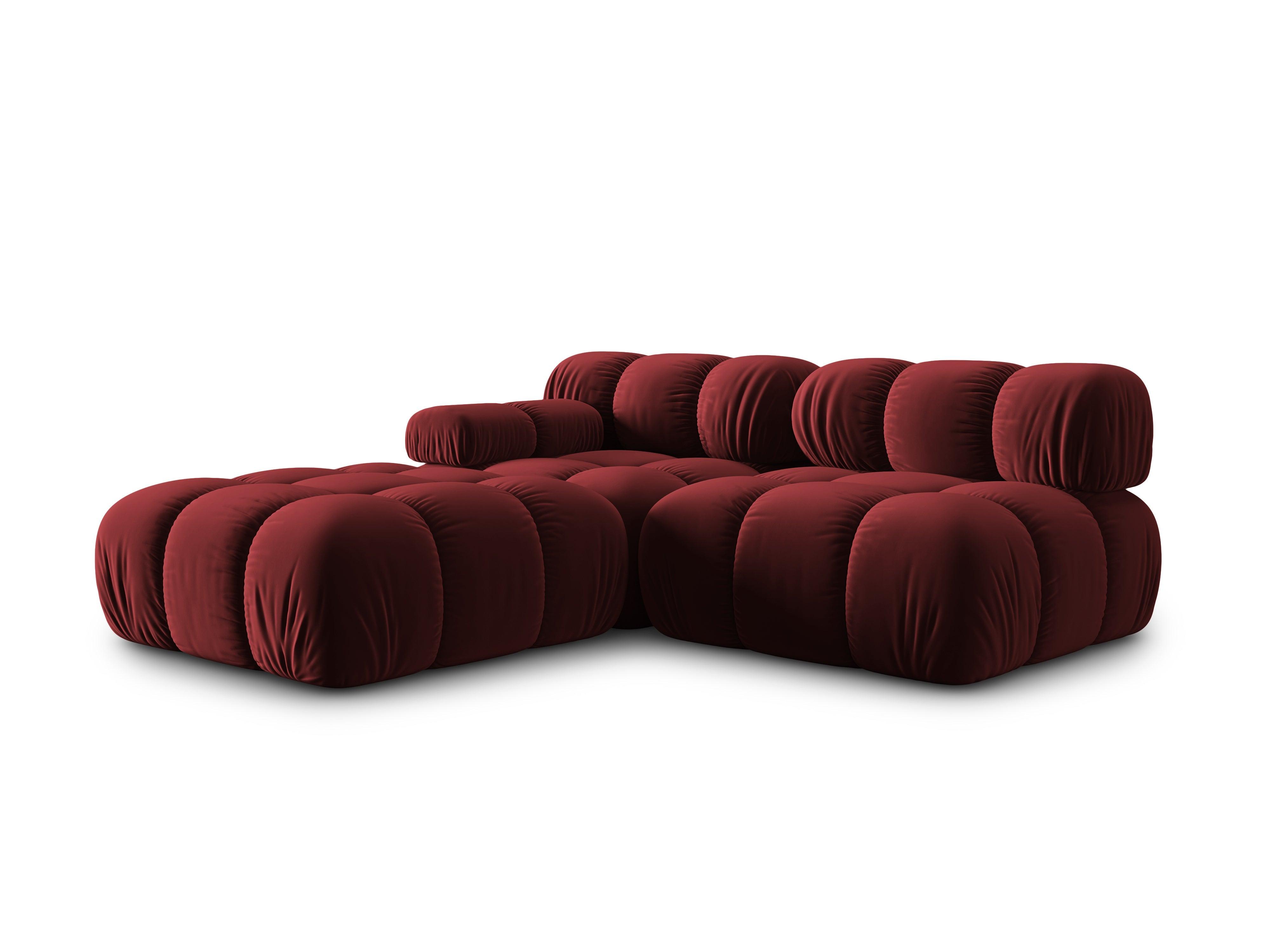 Sofa modułowa aksamitna prawostronna 4-osobowa TROPEA rubinowy Milo Casa    Eye on Design