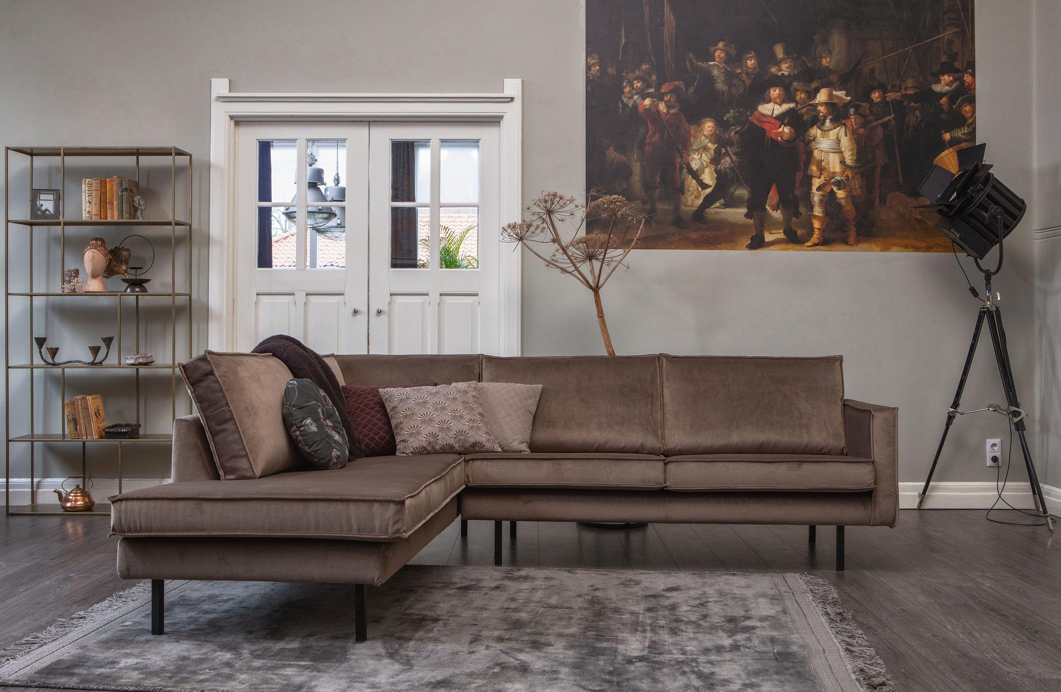 Sofa narożna aksamitna lewostronna RODEO taupe Be Pure    Eye on Design