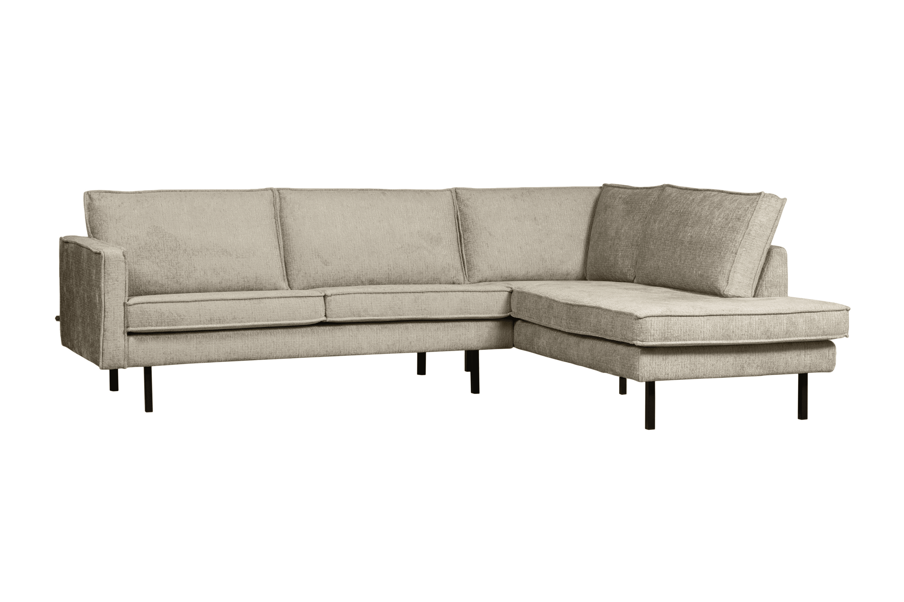 Sofa narożna welurowa prawostronna RODEO beżowy Be Pure    Eye on Design