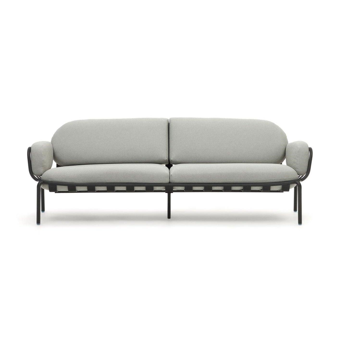 Sofa ogrodowa 3-osobowa JONCOLS szary z czarną podstawą La Forma    Eye on Design