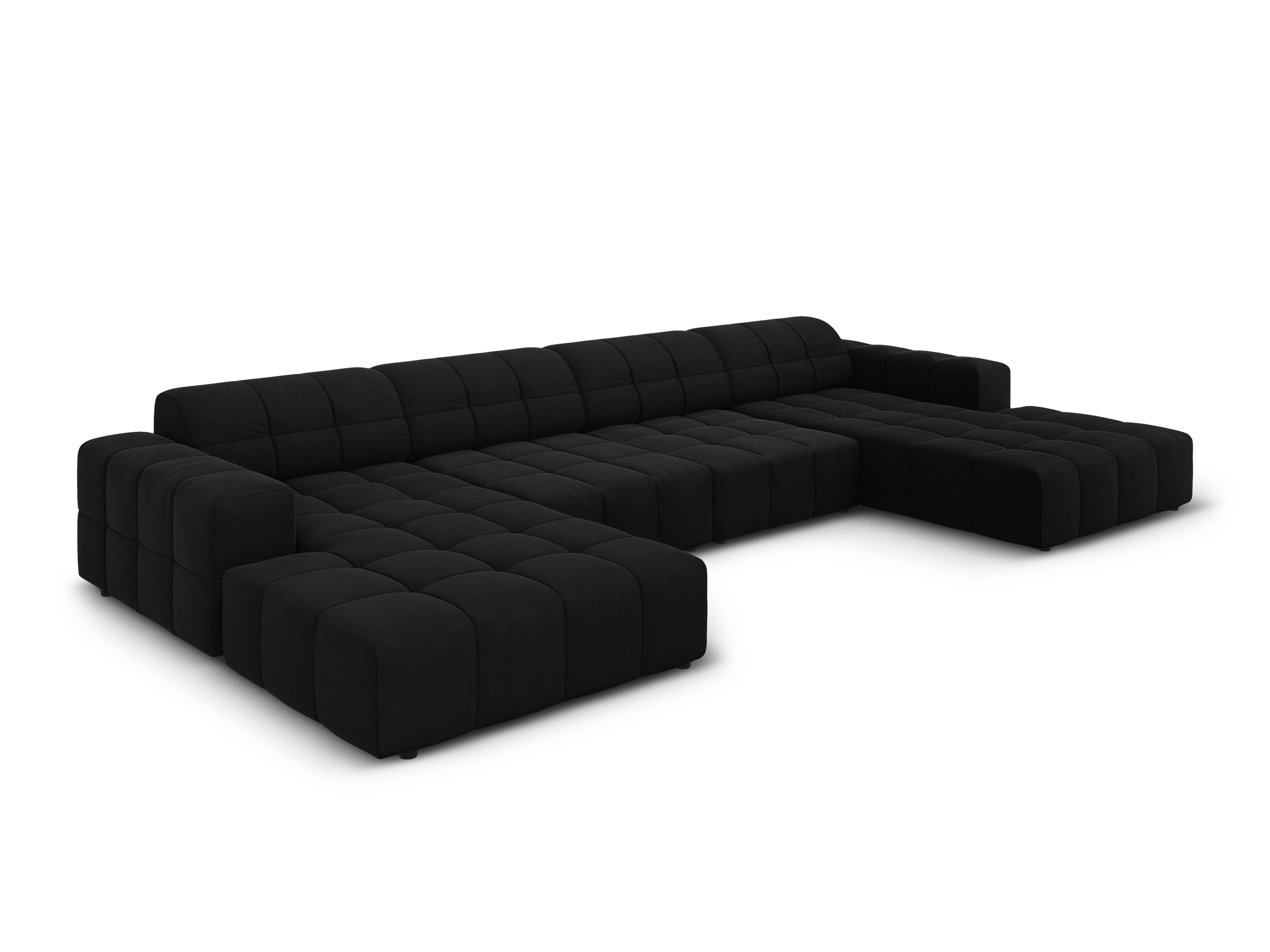 Sofa panoramiczna aksamitna 6-osobowa CHICAGO czarny Cosmopolitan Design    Eye on Design