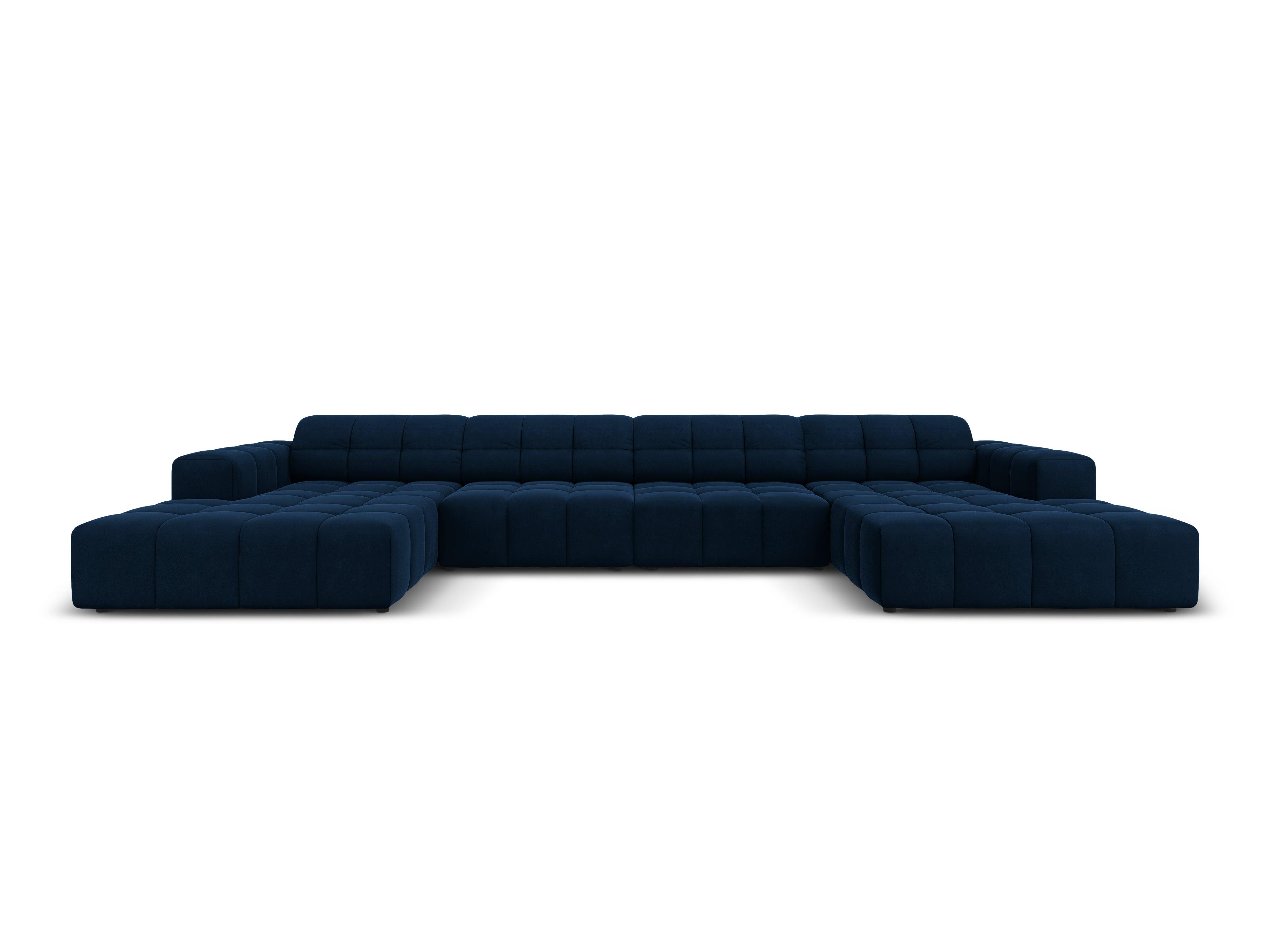 Sofa panoramiczna aksamitna 6-osobowa CHICAGO granat królewski Cosmopolitan Design    Eye on Design