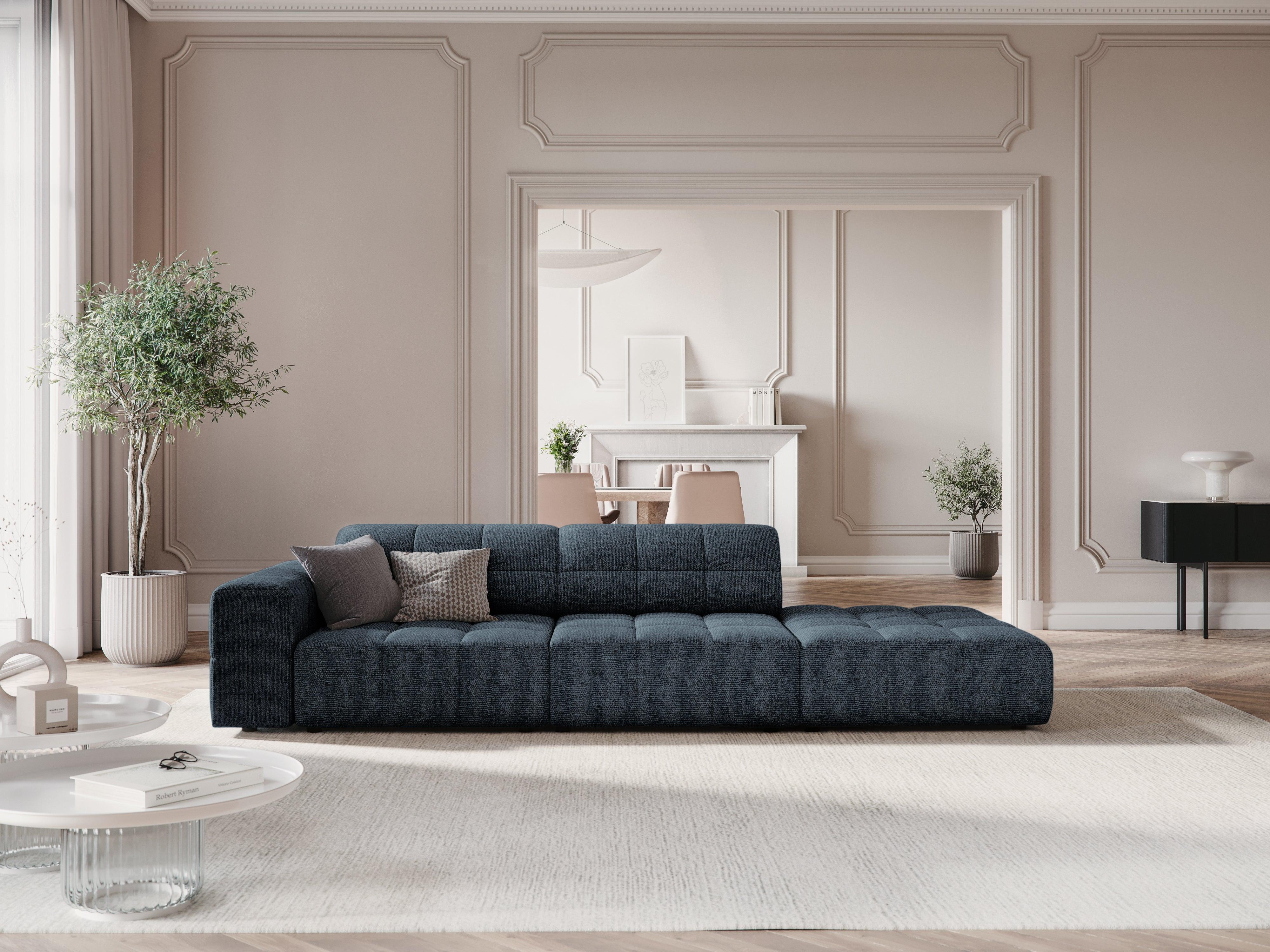 Sofa prawostronna 3-osobowa CHICAGO niebieski szenil Cosmopolitan Design    Eye on Design