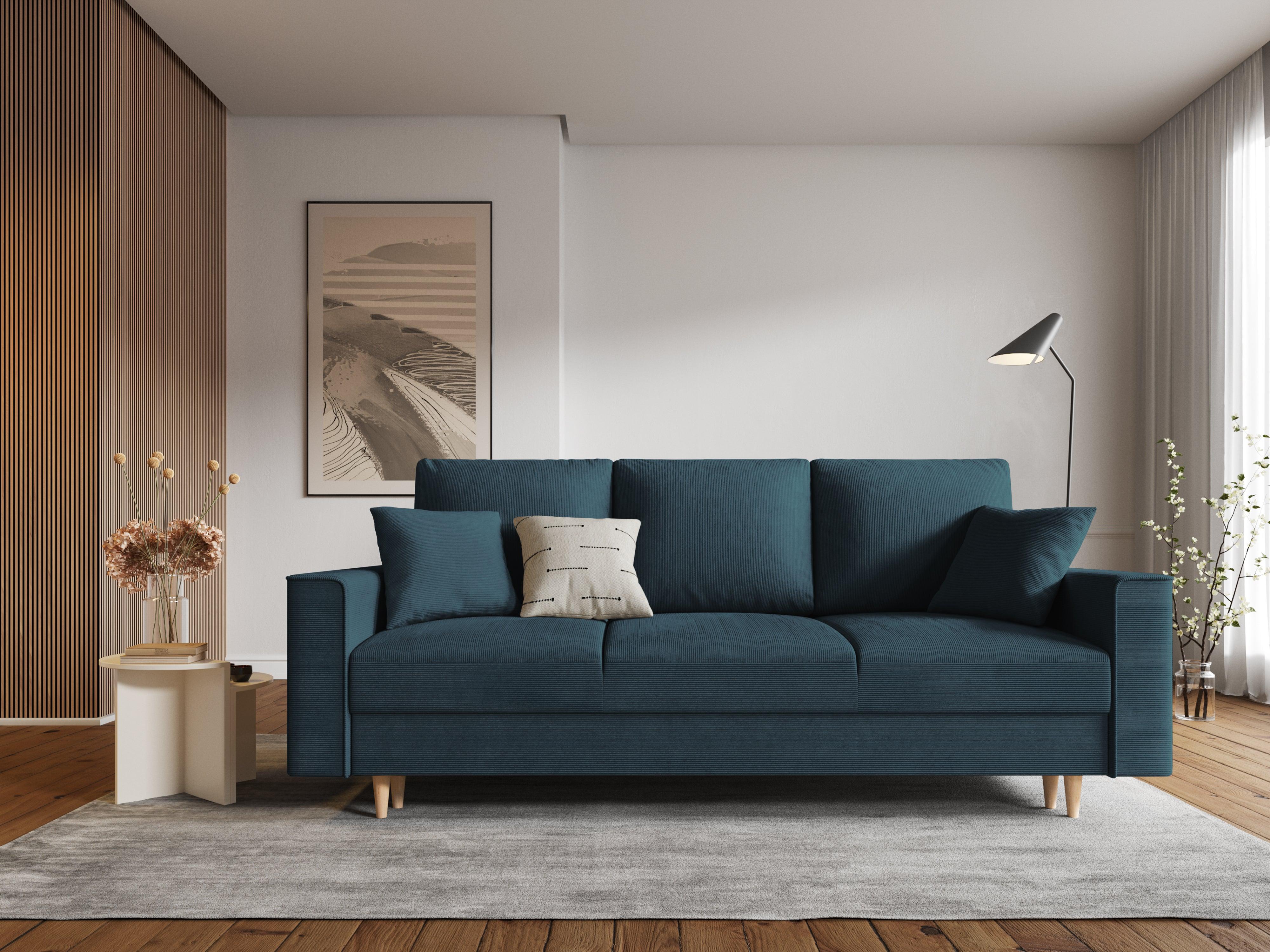 Sofa sztruksowa z funkcją spania CARTADERA granatowy Mazzini Sofas    Eye on Design