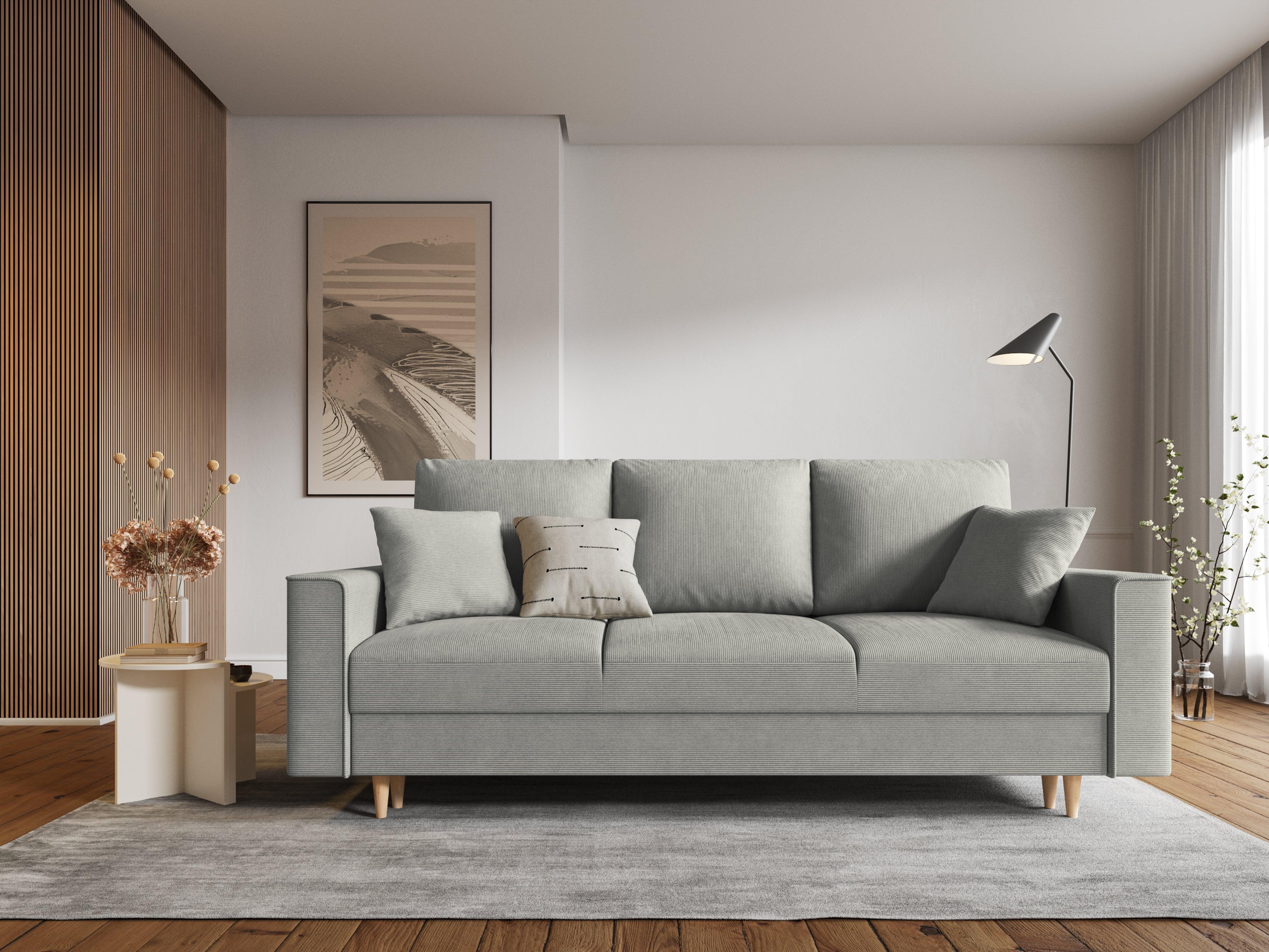 Sofa sztruksowa z funkcją spania CARTADERA jasnoszary Mazzini Sofas    Eye on Design