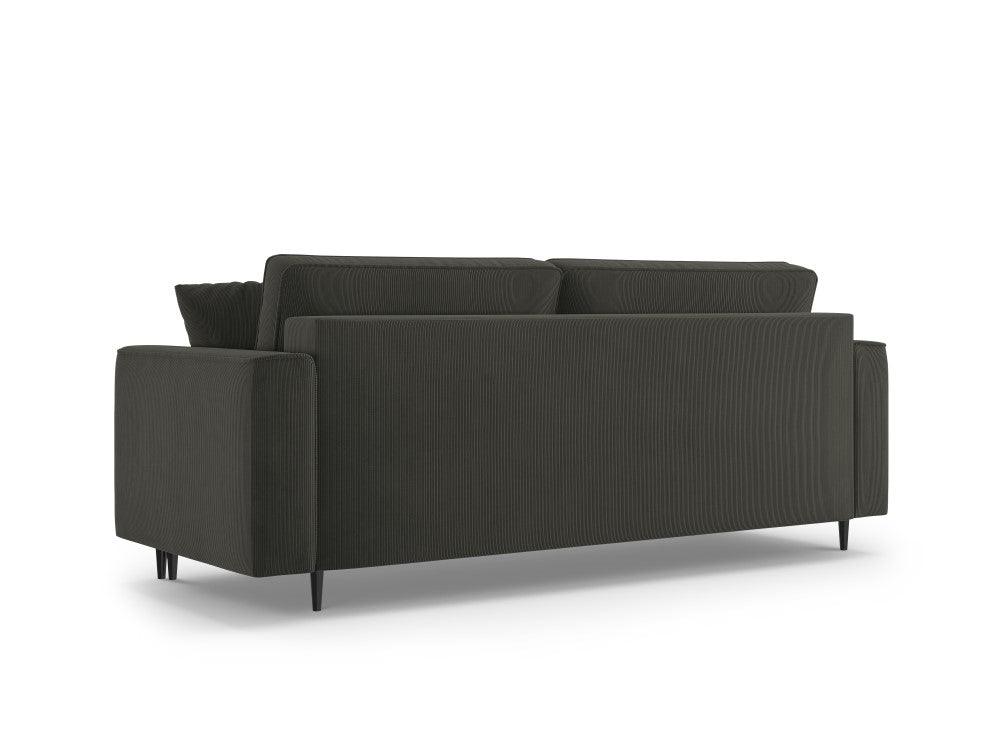 Sofa sztruksowa z funkcją spania FANO czarny z czarną podstawą Cosmopolitan Design    Eye on Design