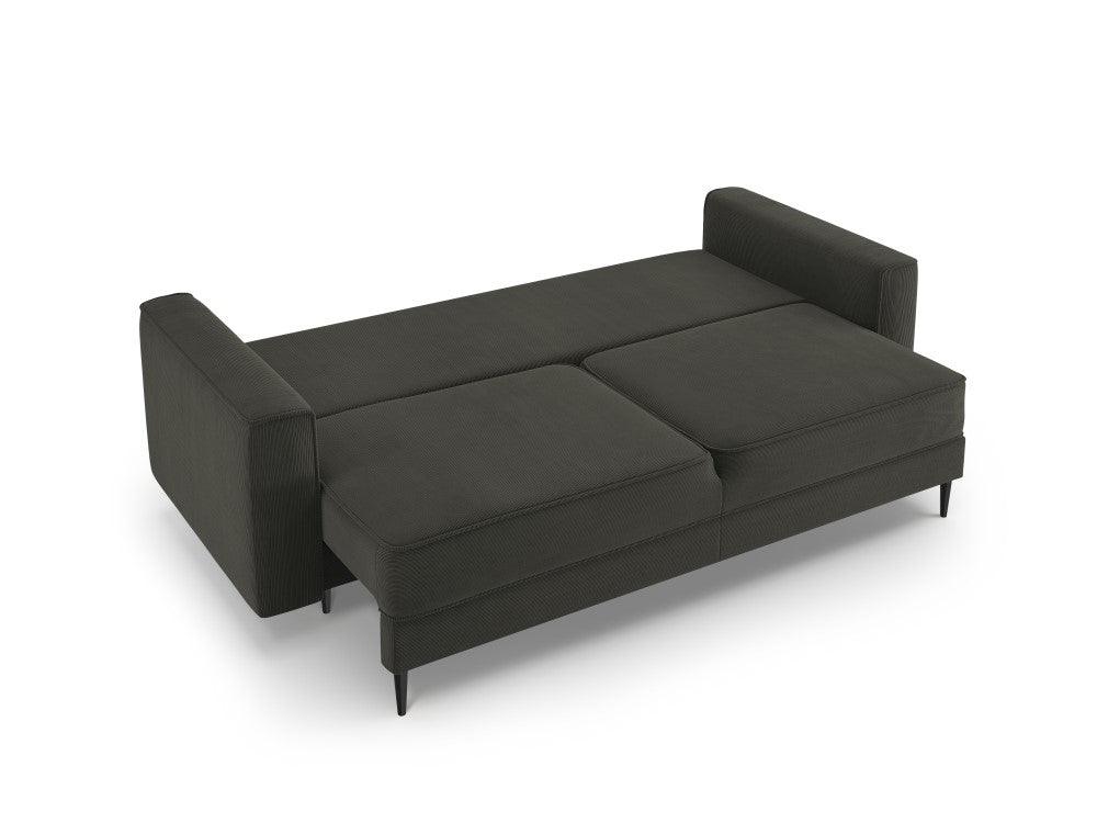 Sofa sztruksowa z funkcją spania FANO czarny z czarną podstawą Cosmopolitan Design    Eye on Design