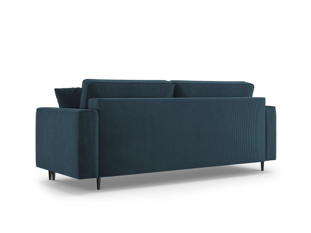 Sofa sztruksowa z funkcją spania FANO granatowy z czarną podstawą Cosmopolitan Design    Eye on Design