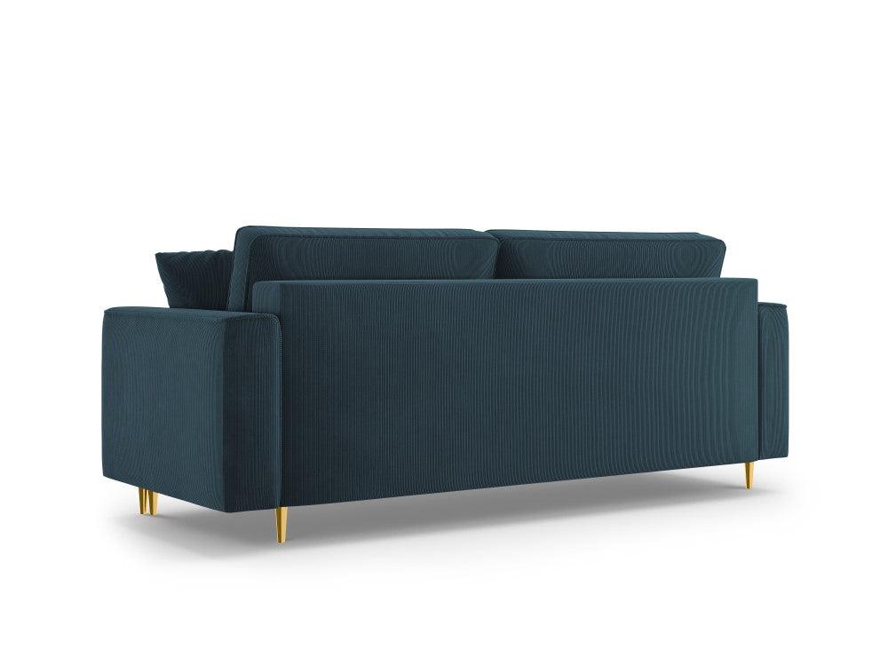 Sofa sztruksowa z funkcją spania FANO granatowy ze złotą podstawą Cosmopolitan Design    Eye on Design
