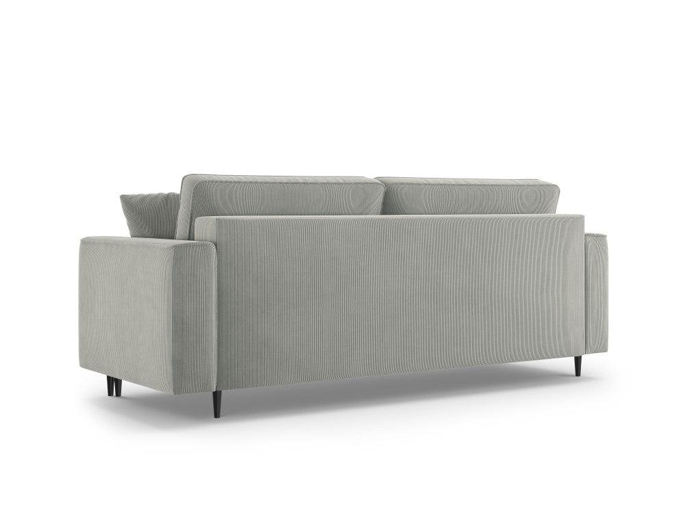 Sofa sztruksowa z funkcją spania FANO jasnoszary z czarną podstawą Cosmopolitan Design    Eye on Design