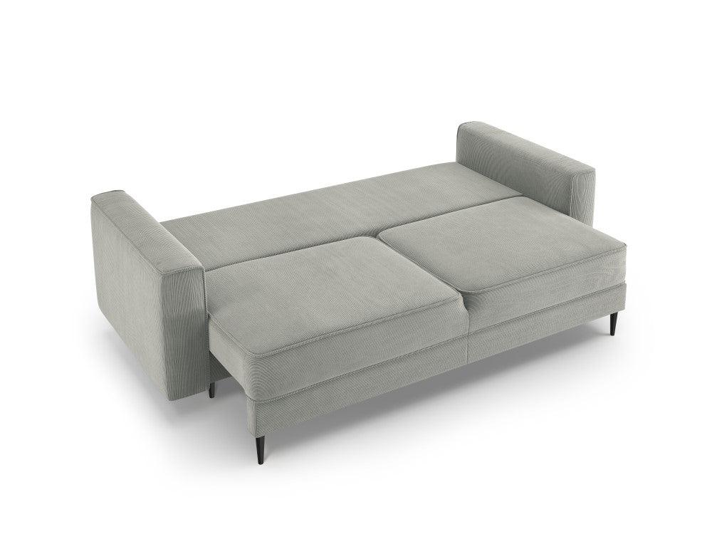 Sofa sztruksowa z funkcją spania FANO jasnoszary z czarną podstawą Cosmopolitan Design    Eye on Design