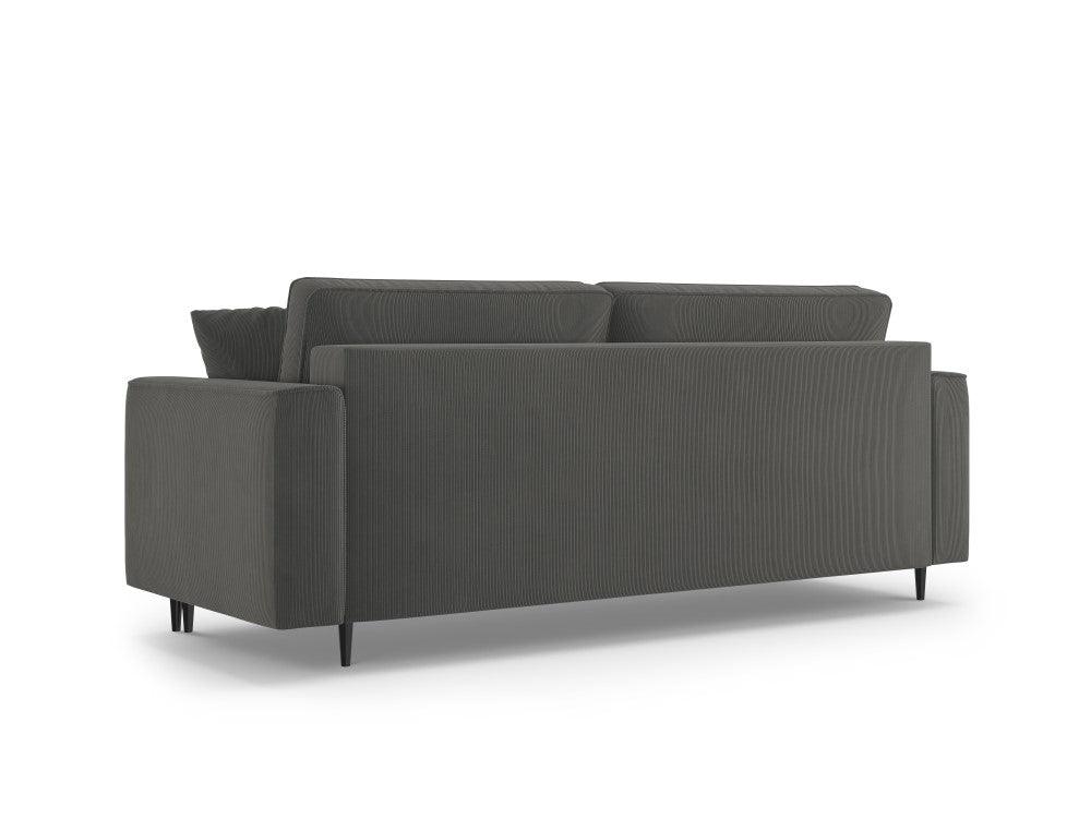 Sofa sztruksowa z funkcją spania FANO szary z czarną podstawą Cosmopolitan Design    Eye on Design