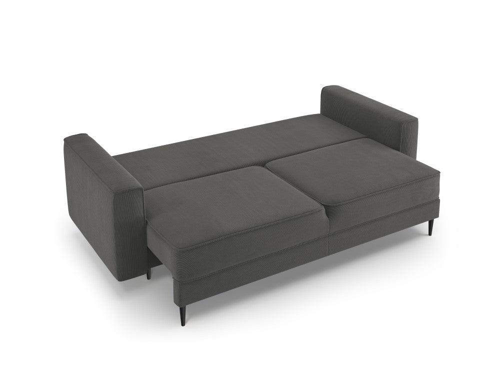 Sofa sztruksowa z funkcją spania FANO szary z czarną podstawą Cosmopolitan Design    Eye on Design