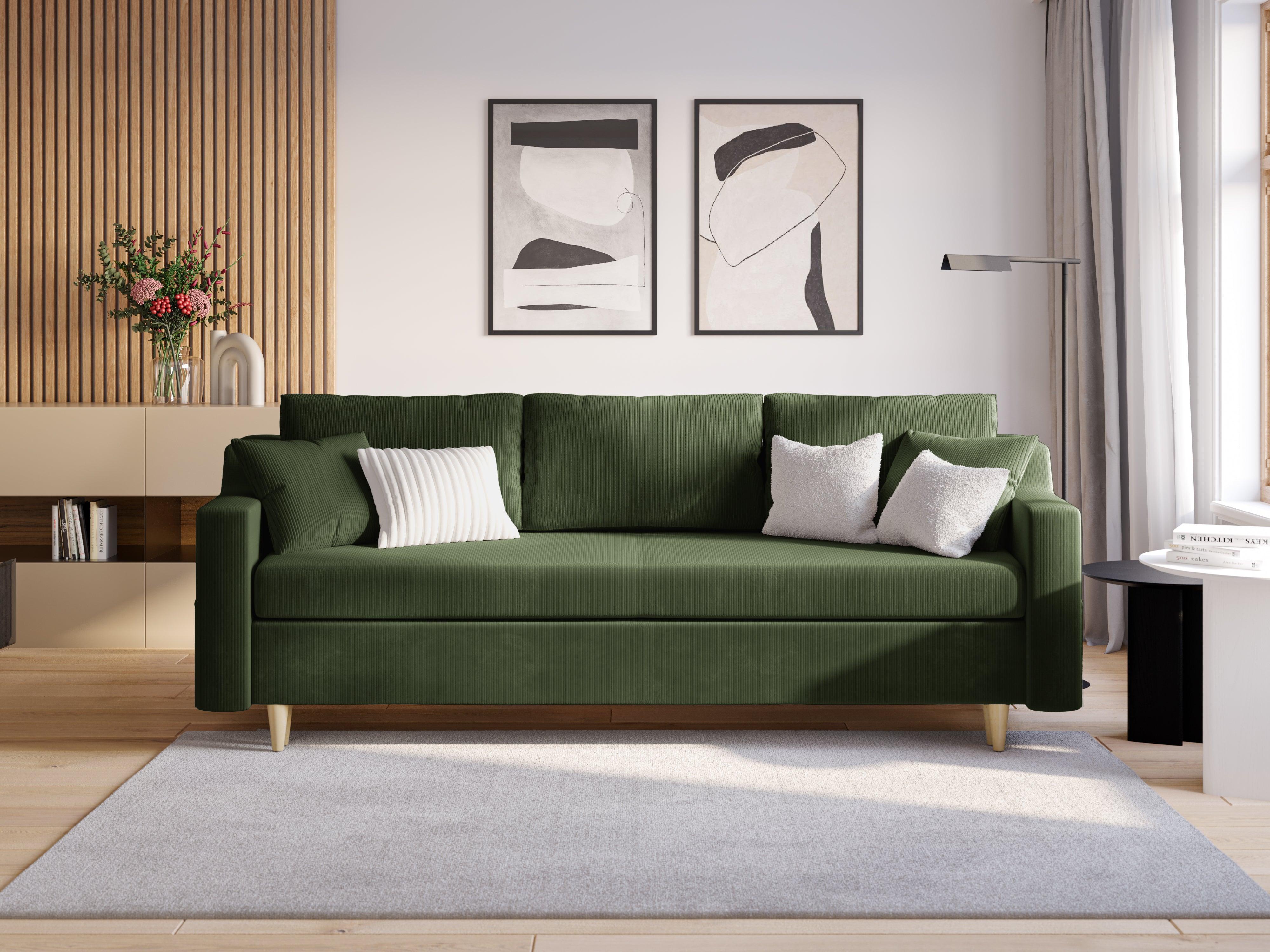 Sofa sztruksowa z funkcją spania ROSE butelkowa zieleń Mazzini Sofas    Eye on Design