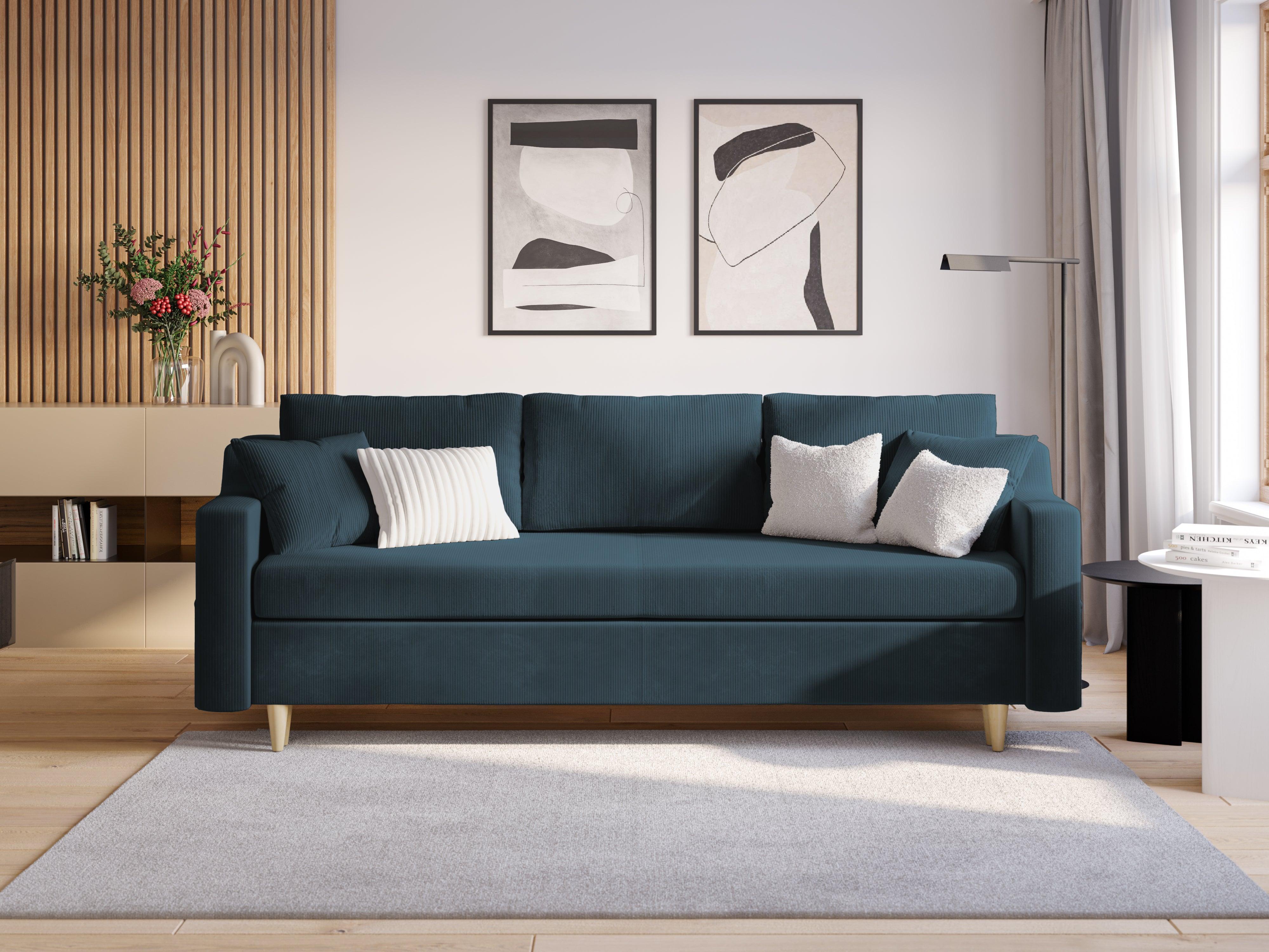 Sofa sztruksowa z funkcją spania ROSE ciemnoniebieski Mazzini Sofas    Eye on Design