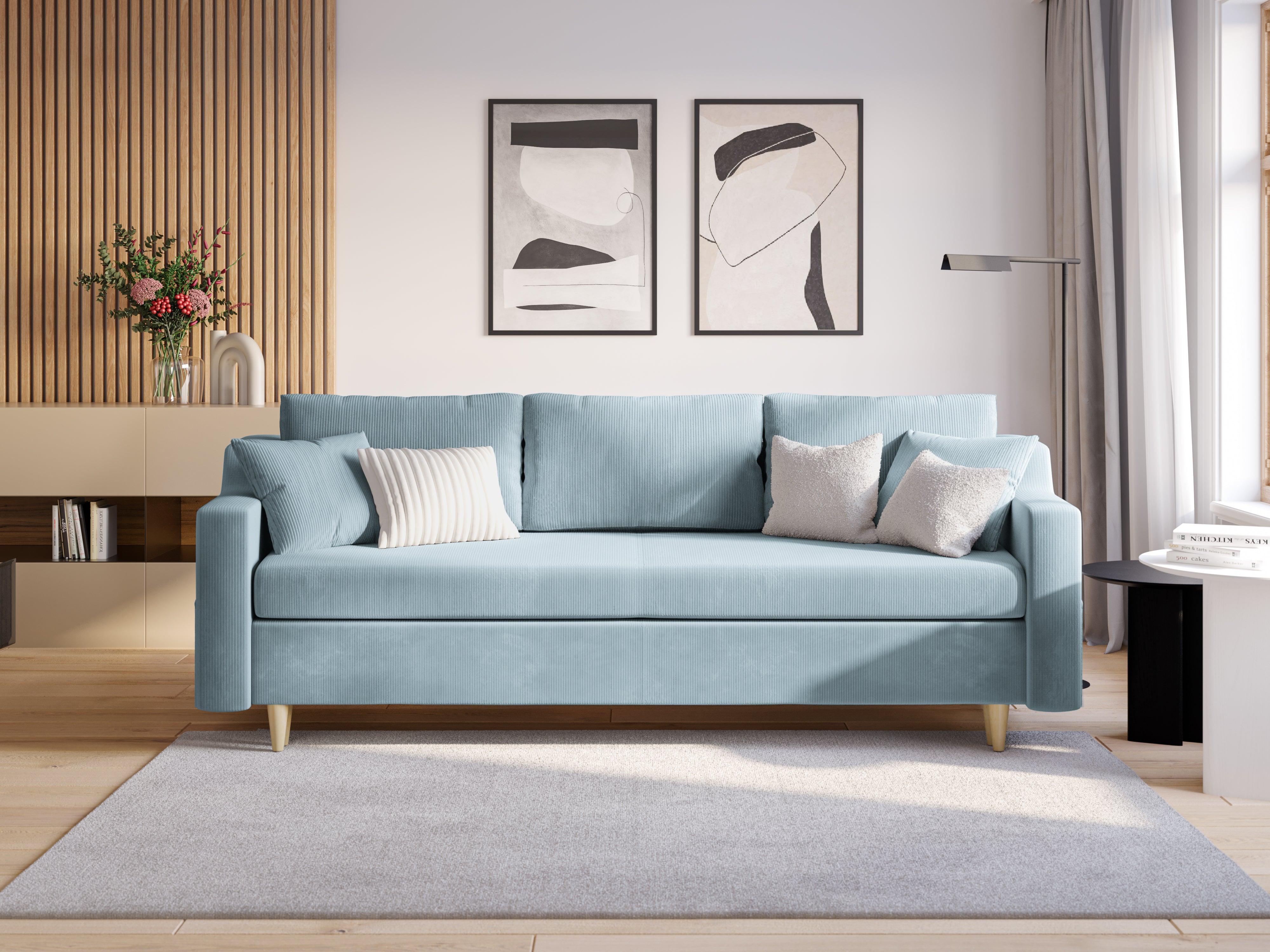 Sofa sztruksowa z funkcją spania ROSE jasnoniebieski Mazzini Sofas    Eye on Design