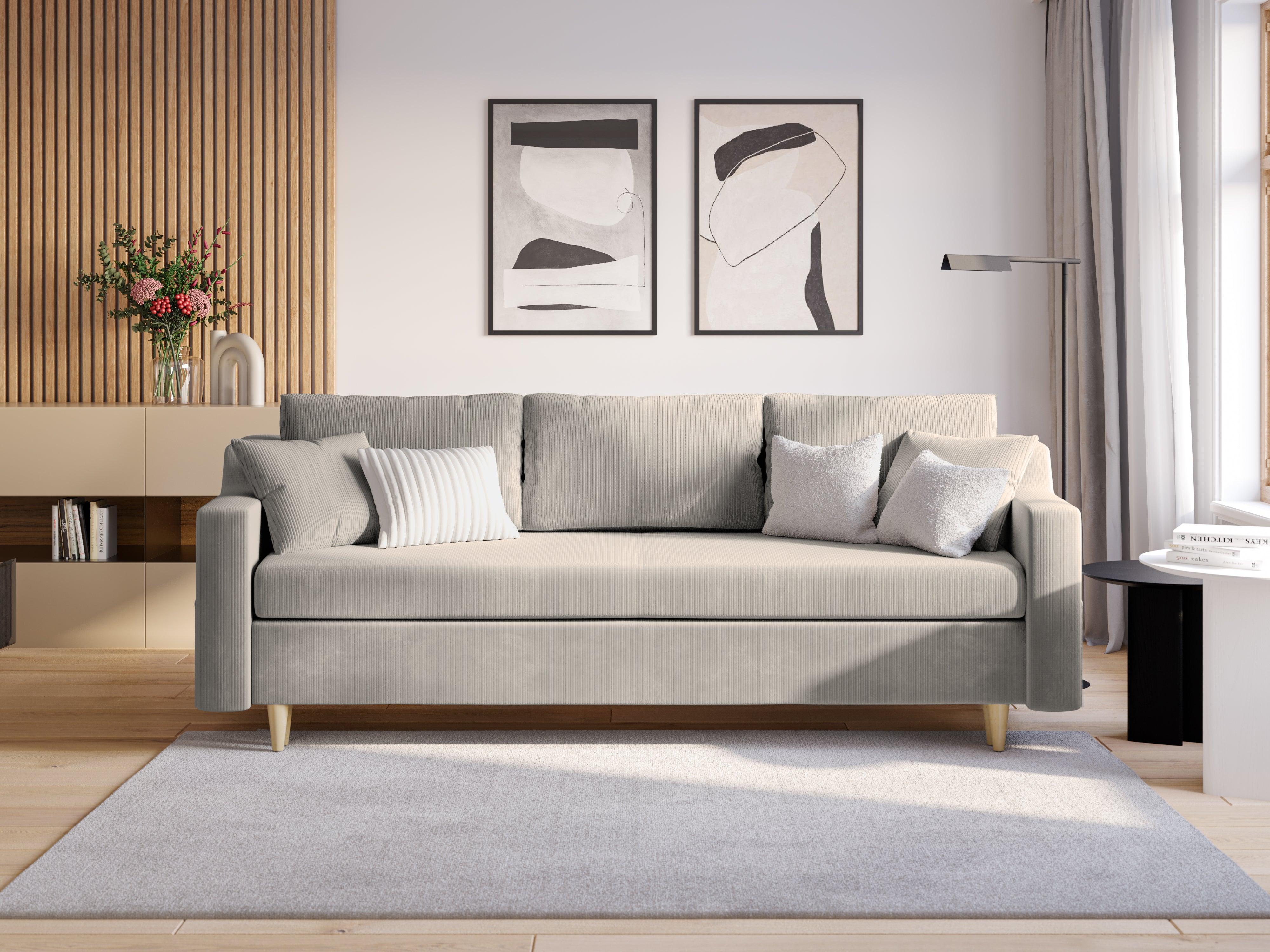 Sofa sztruksowa z funkcją spania ROSE jasnoszary Mazzini Sofas    Eye on Design