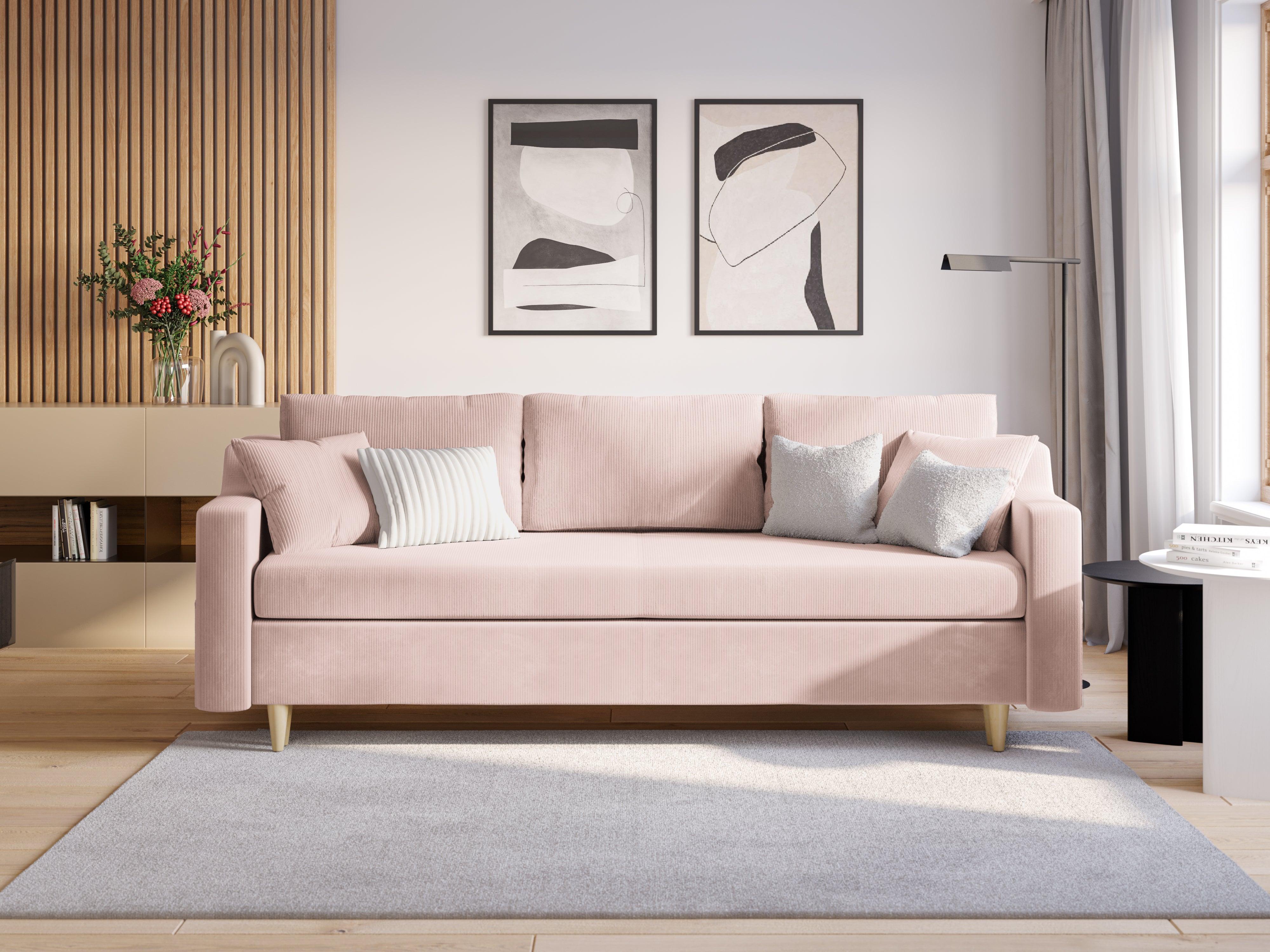 Sofa sztruksowa z funkcją spania ROSE różowy Mazzini Sofas    Eye on Design