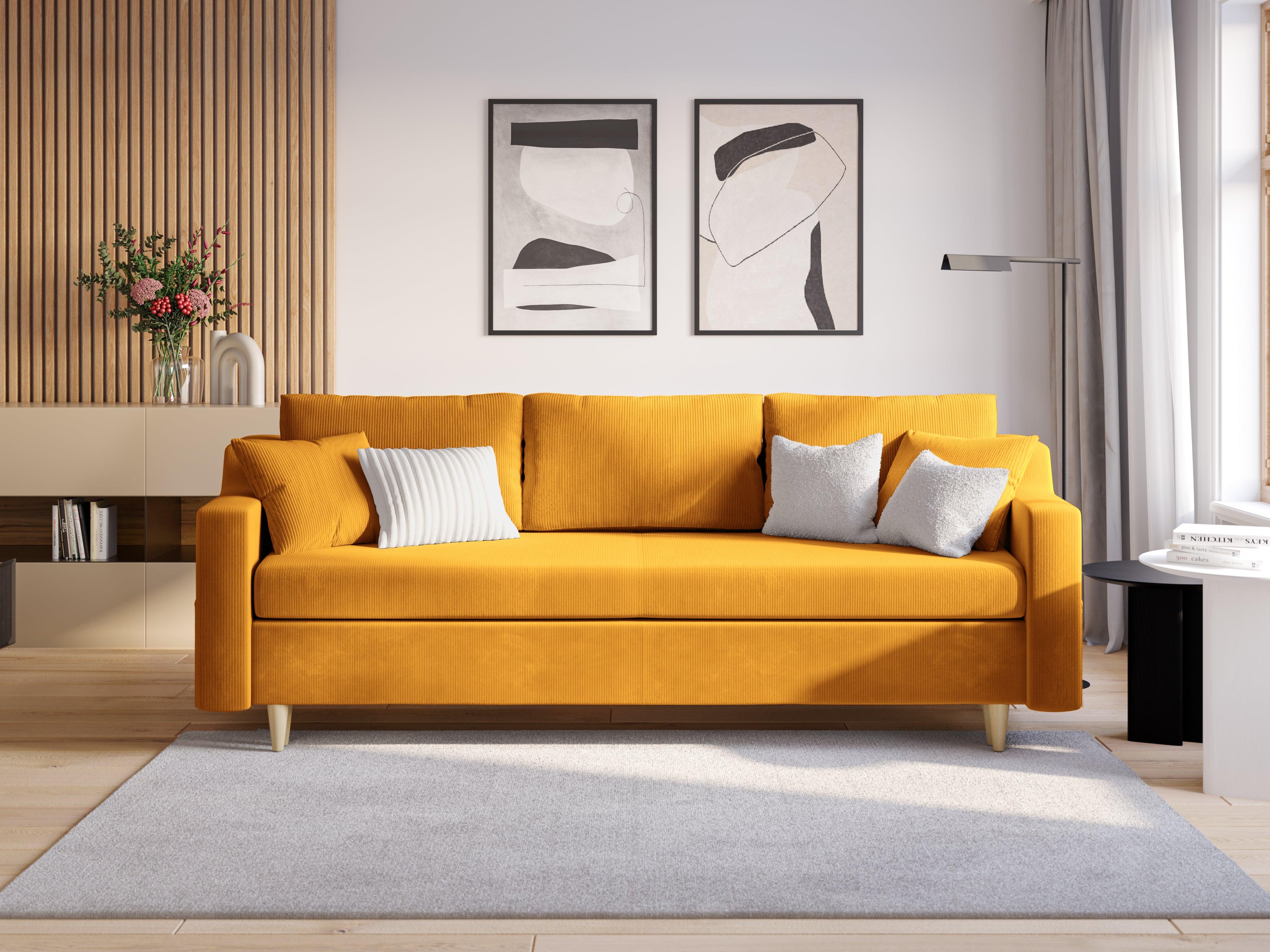 Sofa sztruksowa z funkcją spania ROSE żółty Mazzini Sofas    Eye on Design