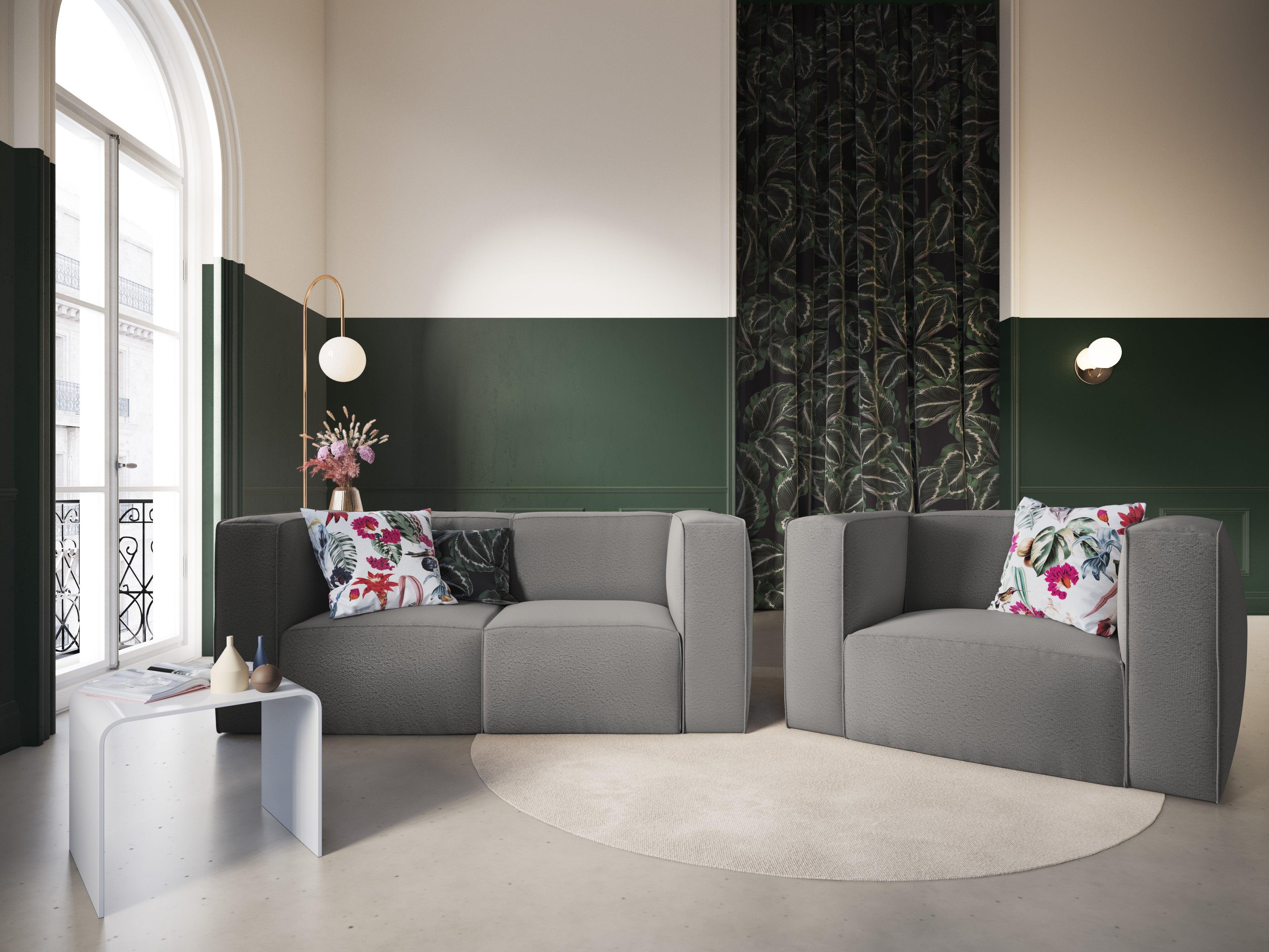 Sofa w tkaninie bouclé 2-osobowa MUSE szary CXL by Christian Lacroix    Eye on Design