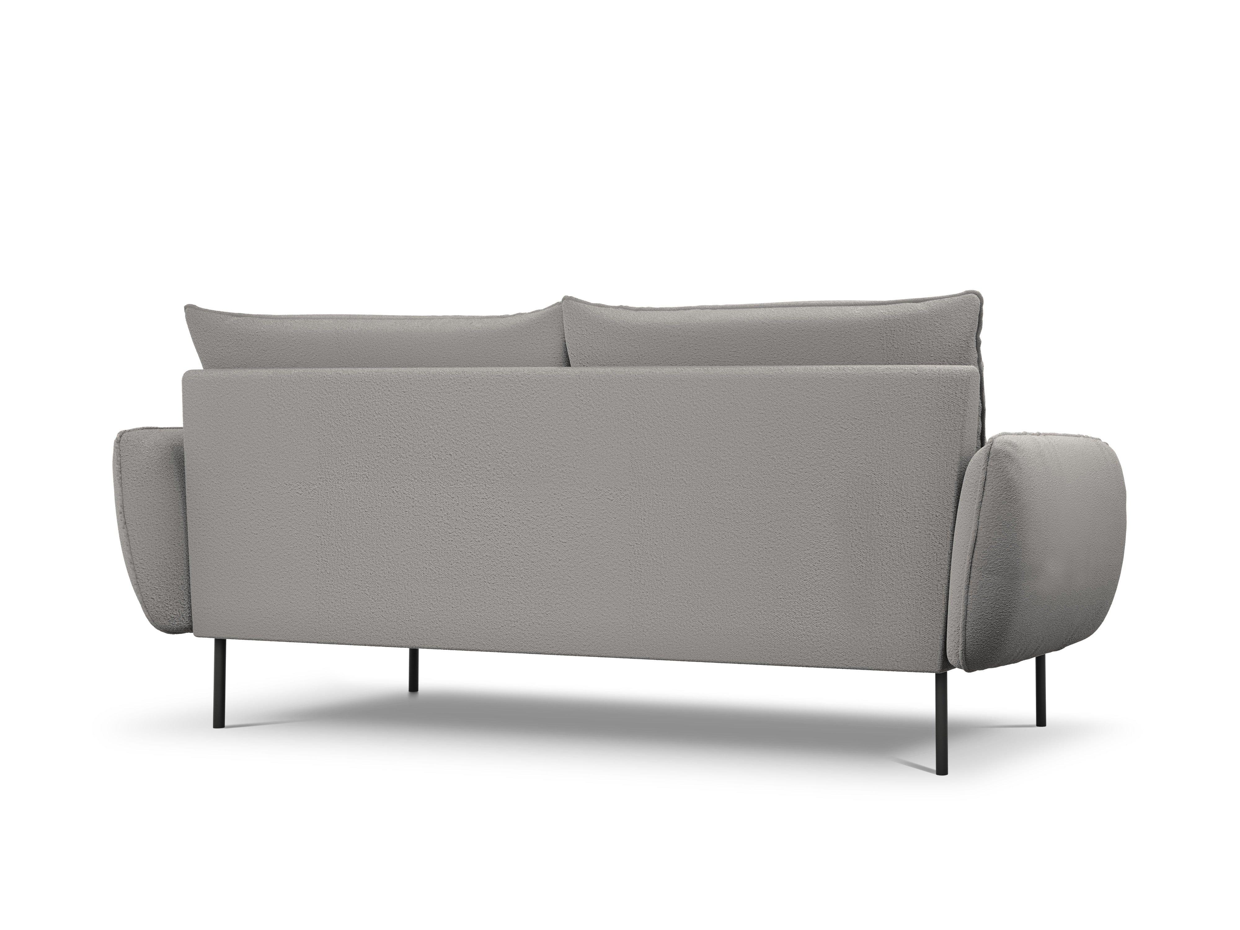 Sofa w tkaninie boucle 4-osobowa VIENNA szary z czarną podstawą Cosmopolitan Design    Eye on Design