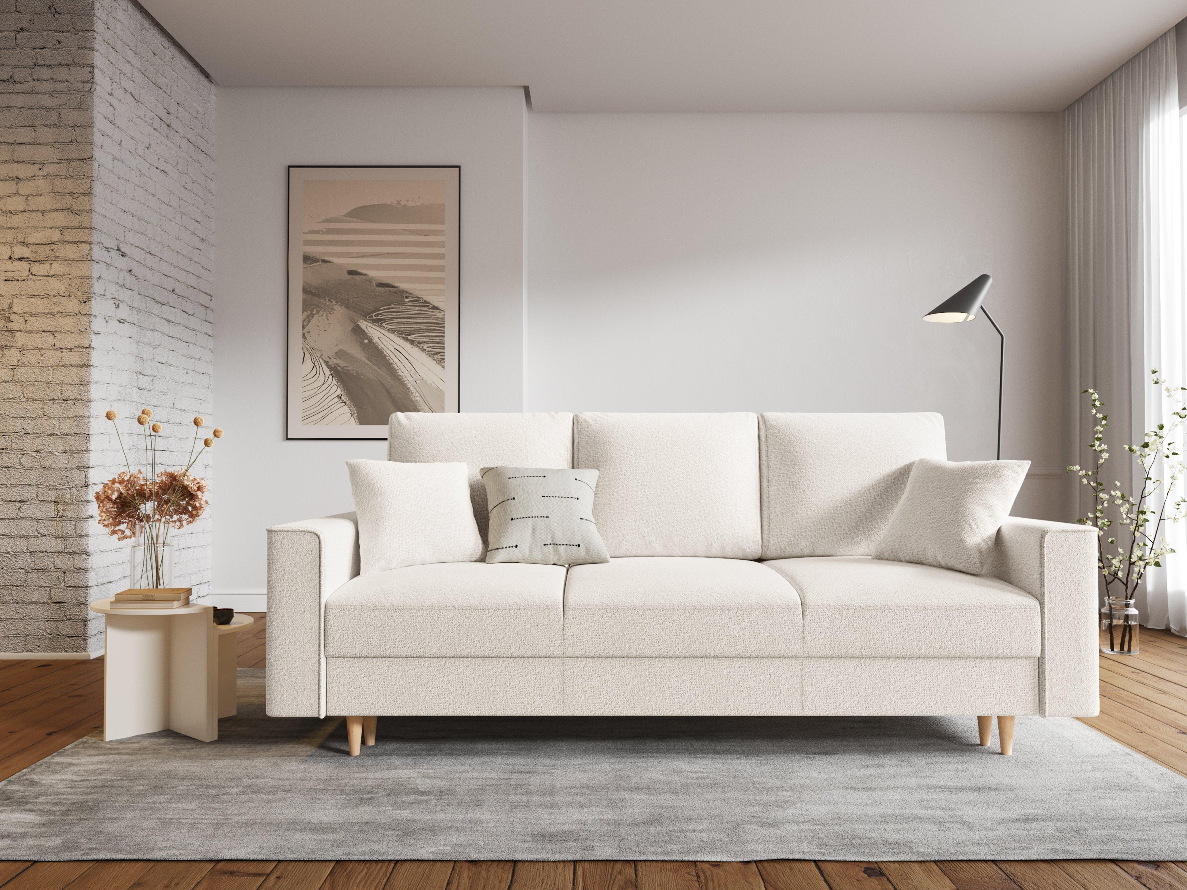 Sofa w tkaninie boucle z funkcją spania CARTADERA beżowy Mazzini Sofas    Eye on Design