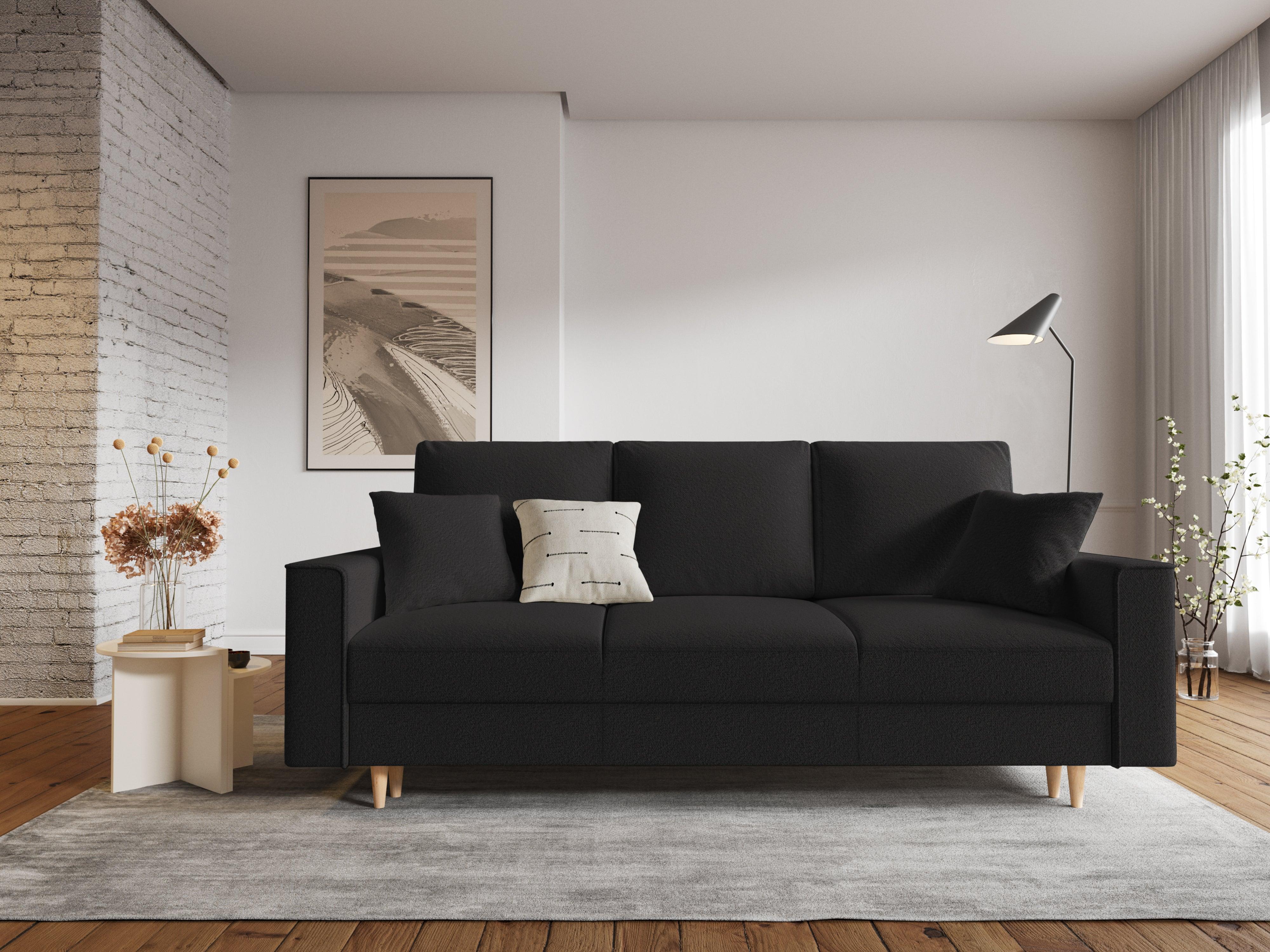 Sofa w tkaninie boucle z funkcją spania CARTADERA czarny Mazzini Sofas    Eye on Design