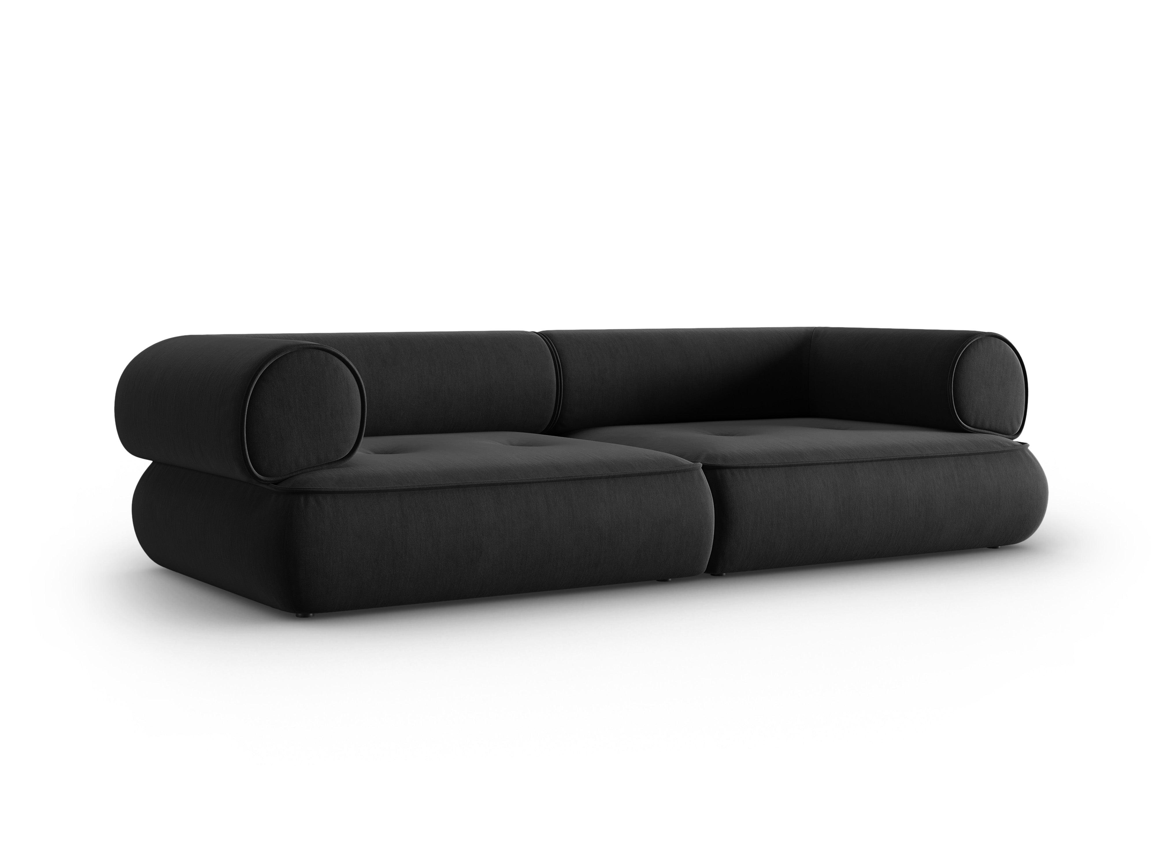 Sofa w tkaninie szenilowej 3-osobowa LILY antracytowy Maison Heritage    Eye on Design